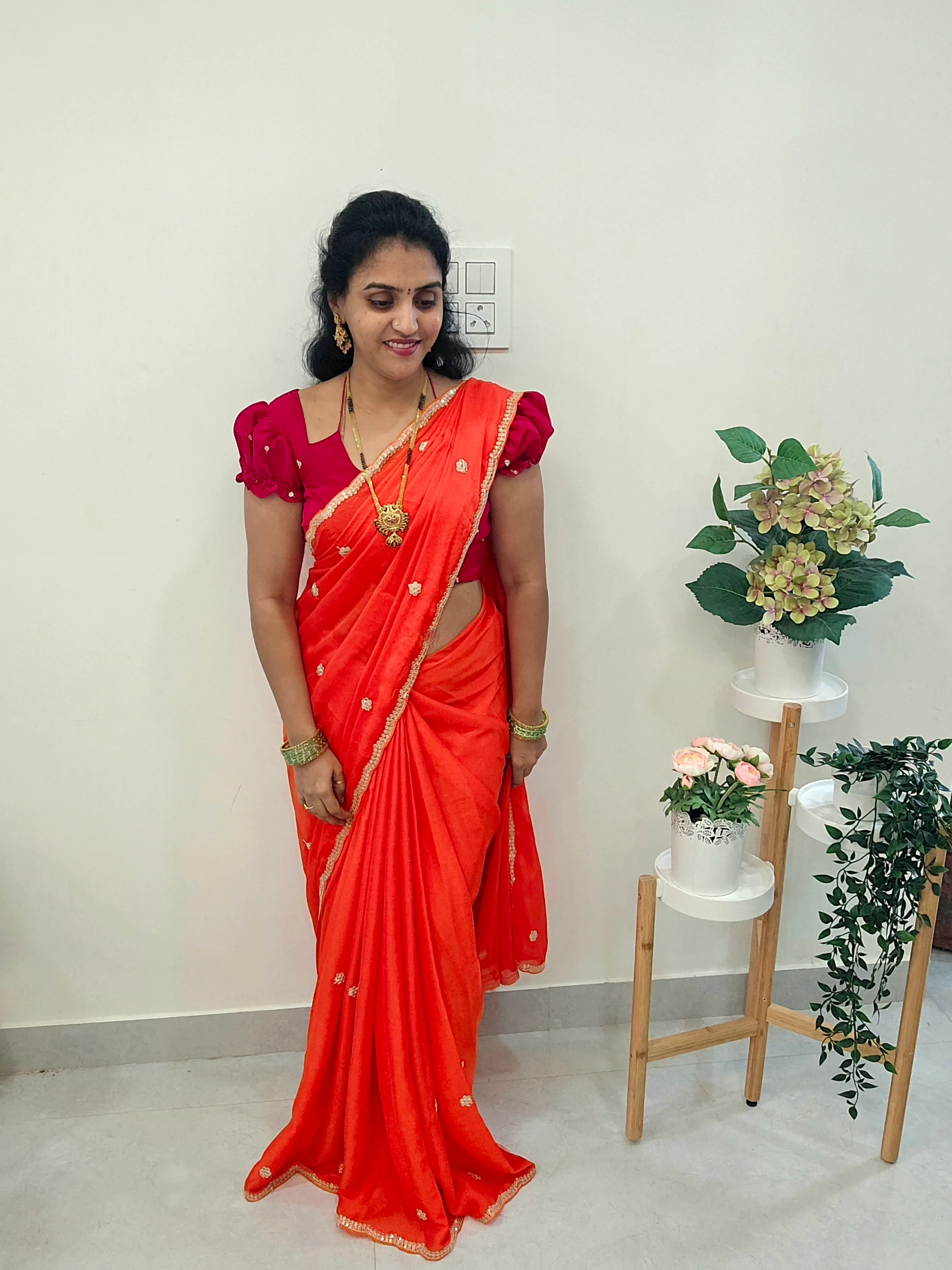 Code SLS 198 ✨ Metallic Georgette Saree ✨ - Image 3