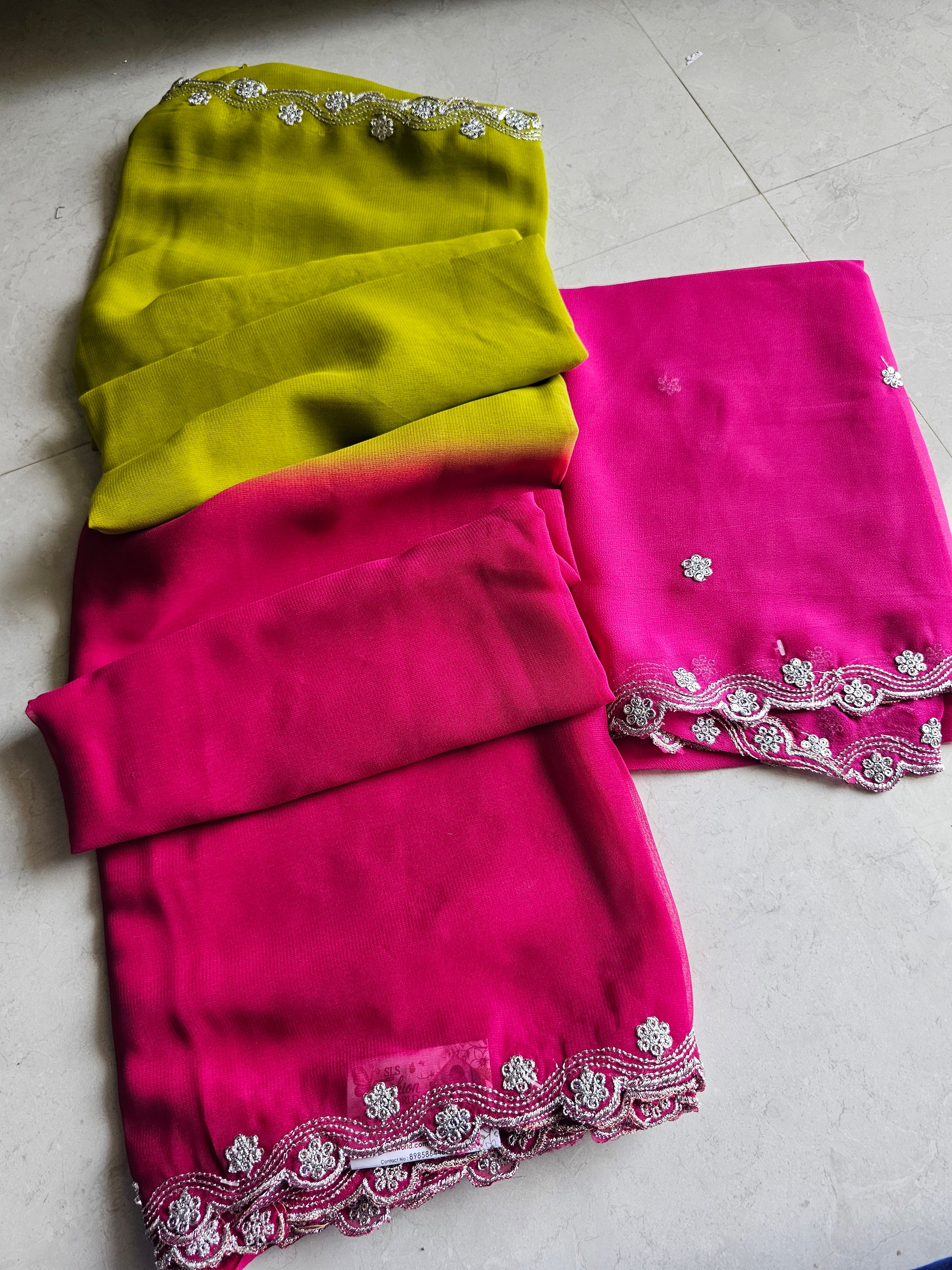 3D georgette cut work saree -SLS41 - Image 3