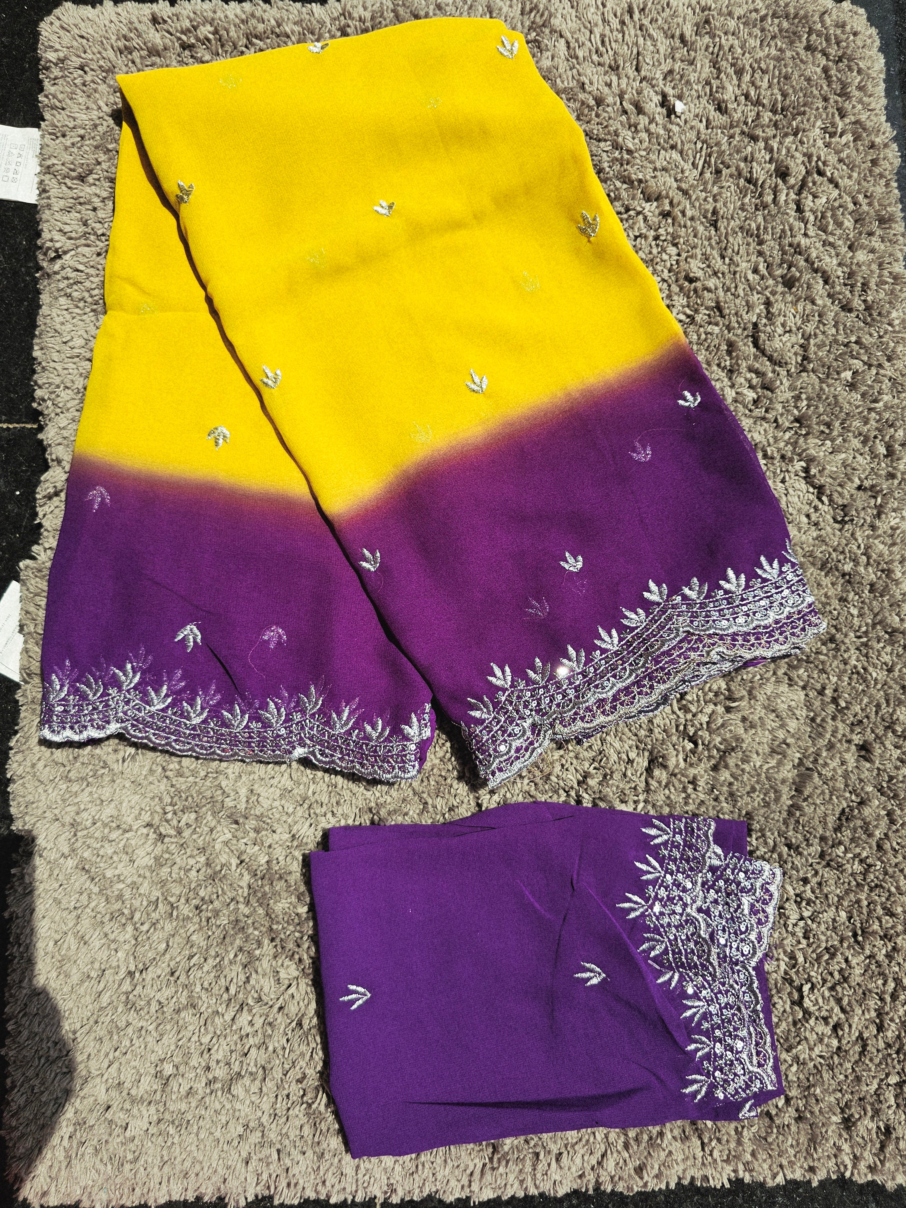 3D georgette cut work saree -SLS41 - Image 4