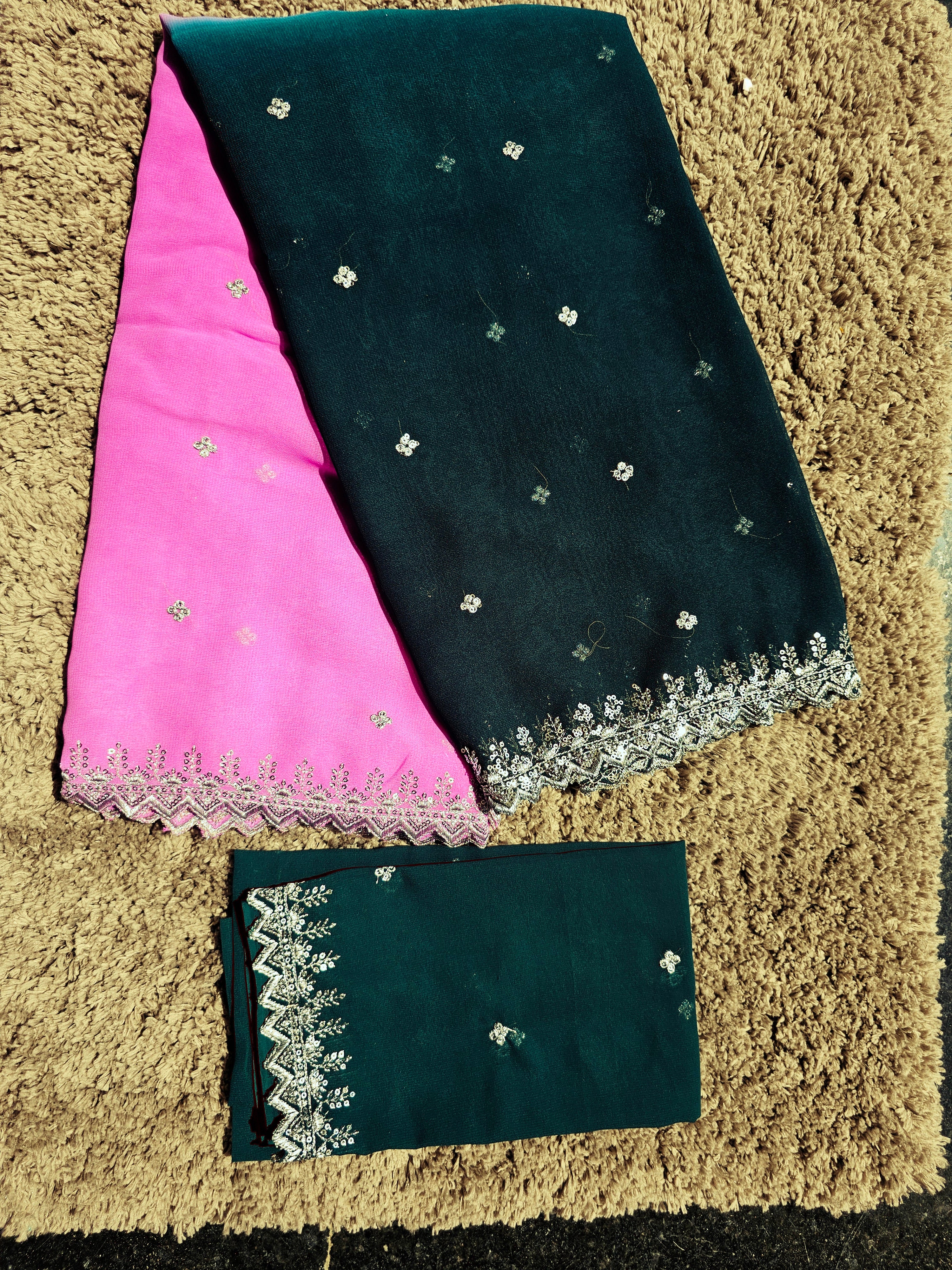3D georgette cut work saree -SLS41 - Image 5