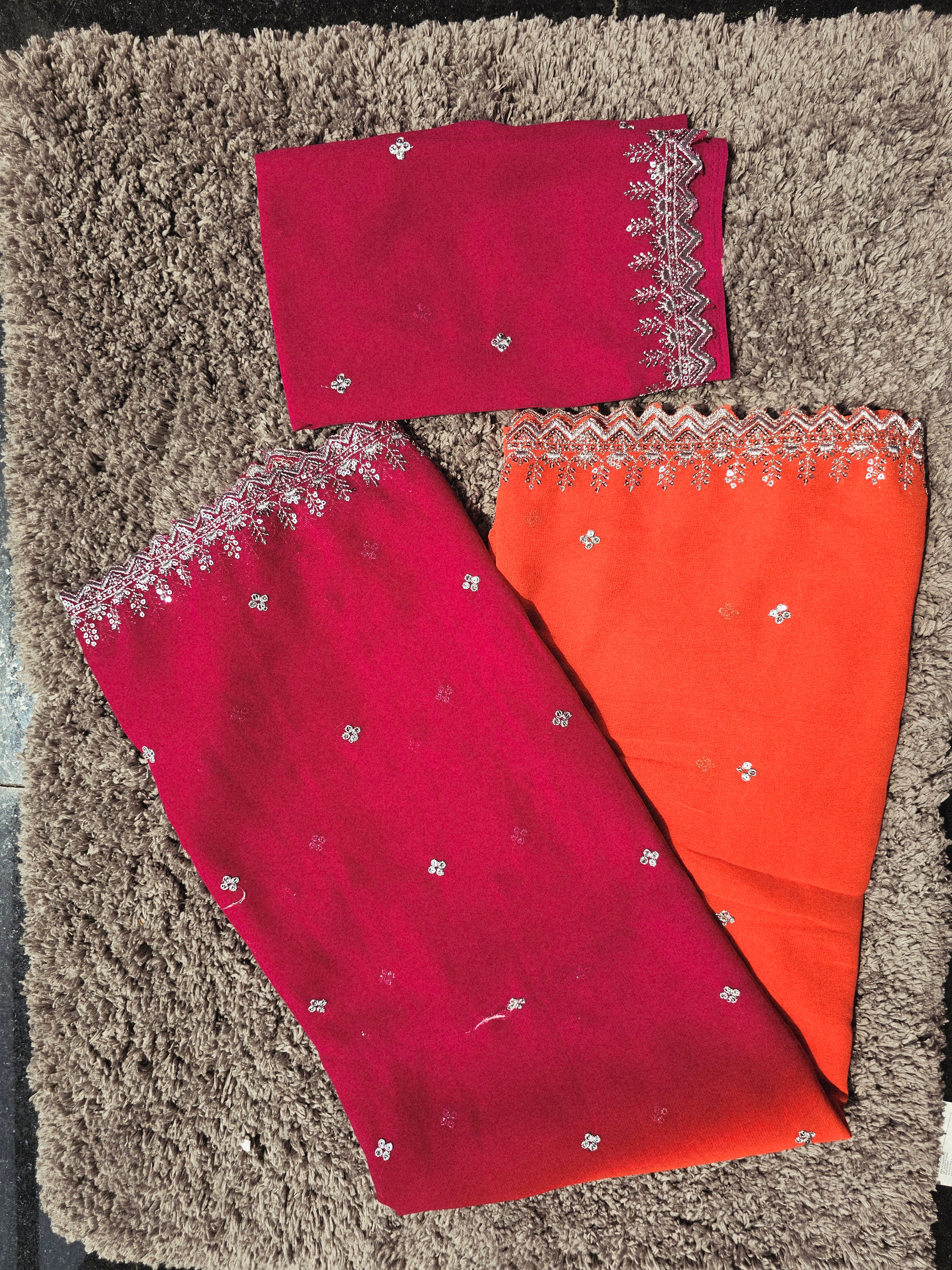 3D georgette cut work saree -SLS41 - Image 7