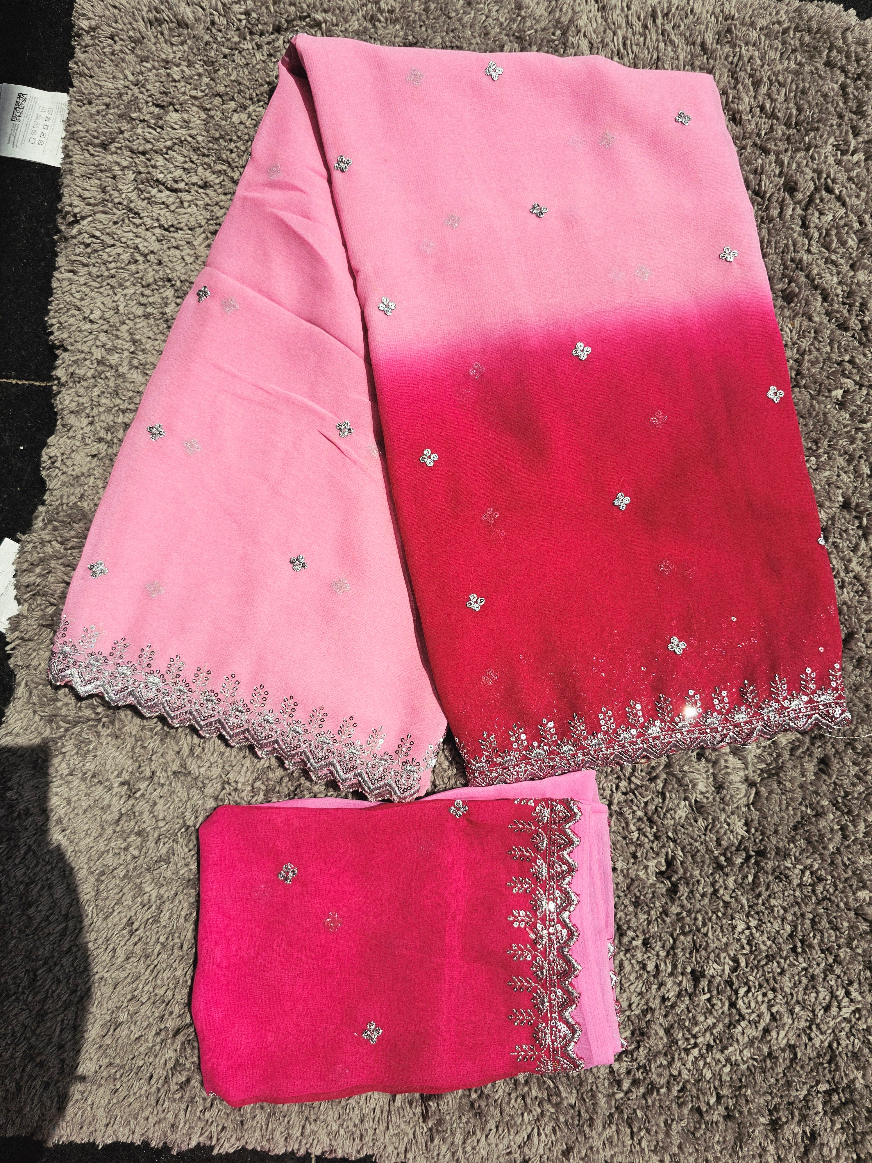 3D georgette cut work saree -SLS41 - Image 8