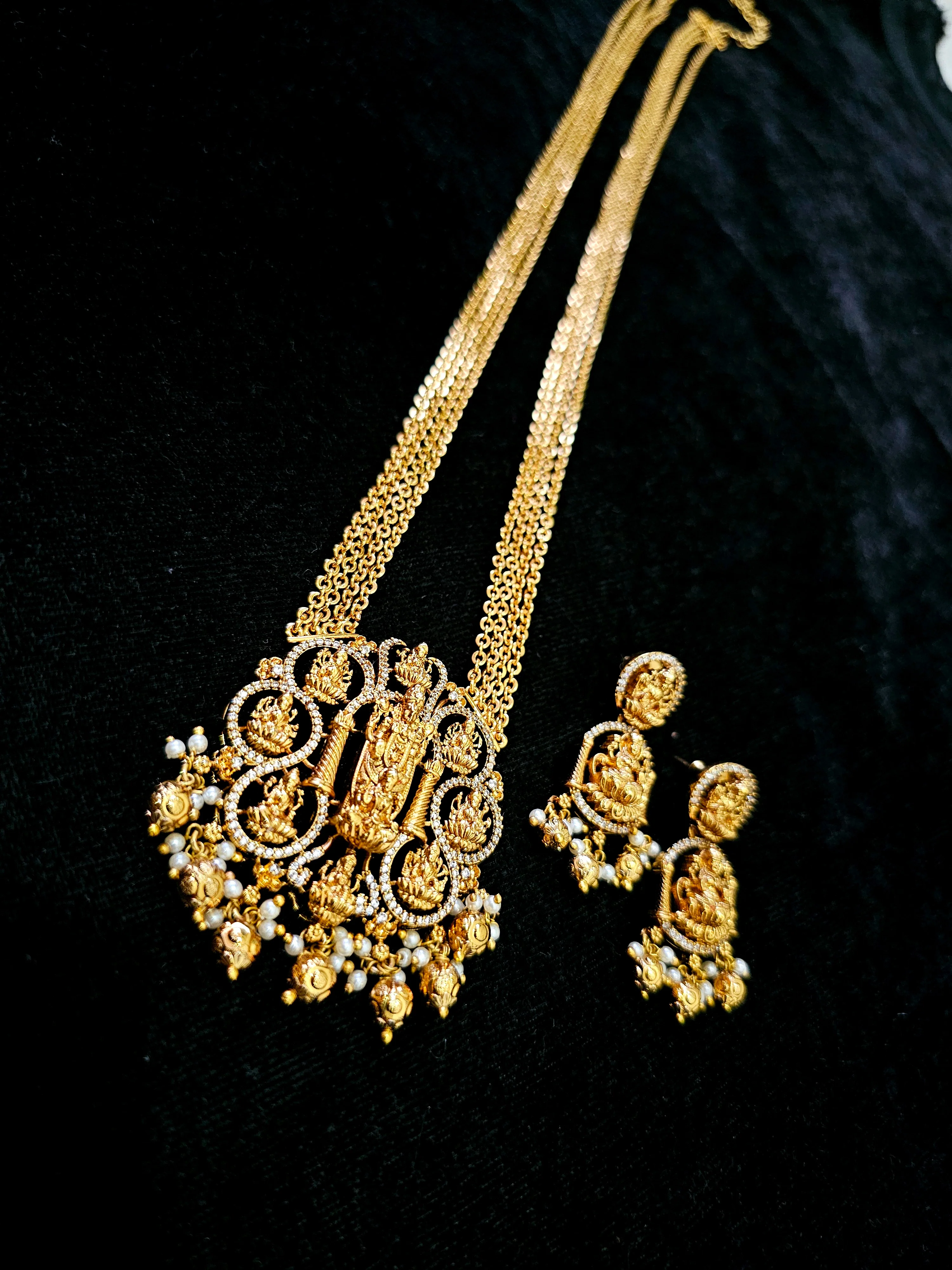 Chandraharam dolor chain with earrings 719J - Image 2
