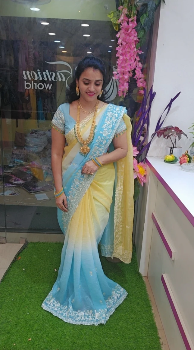 Crunchi crash embroidery work border saree-SLS22 - Image 6