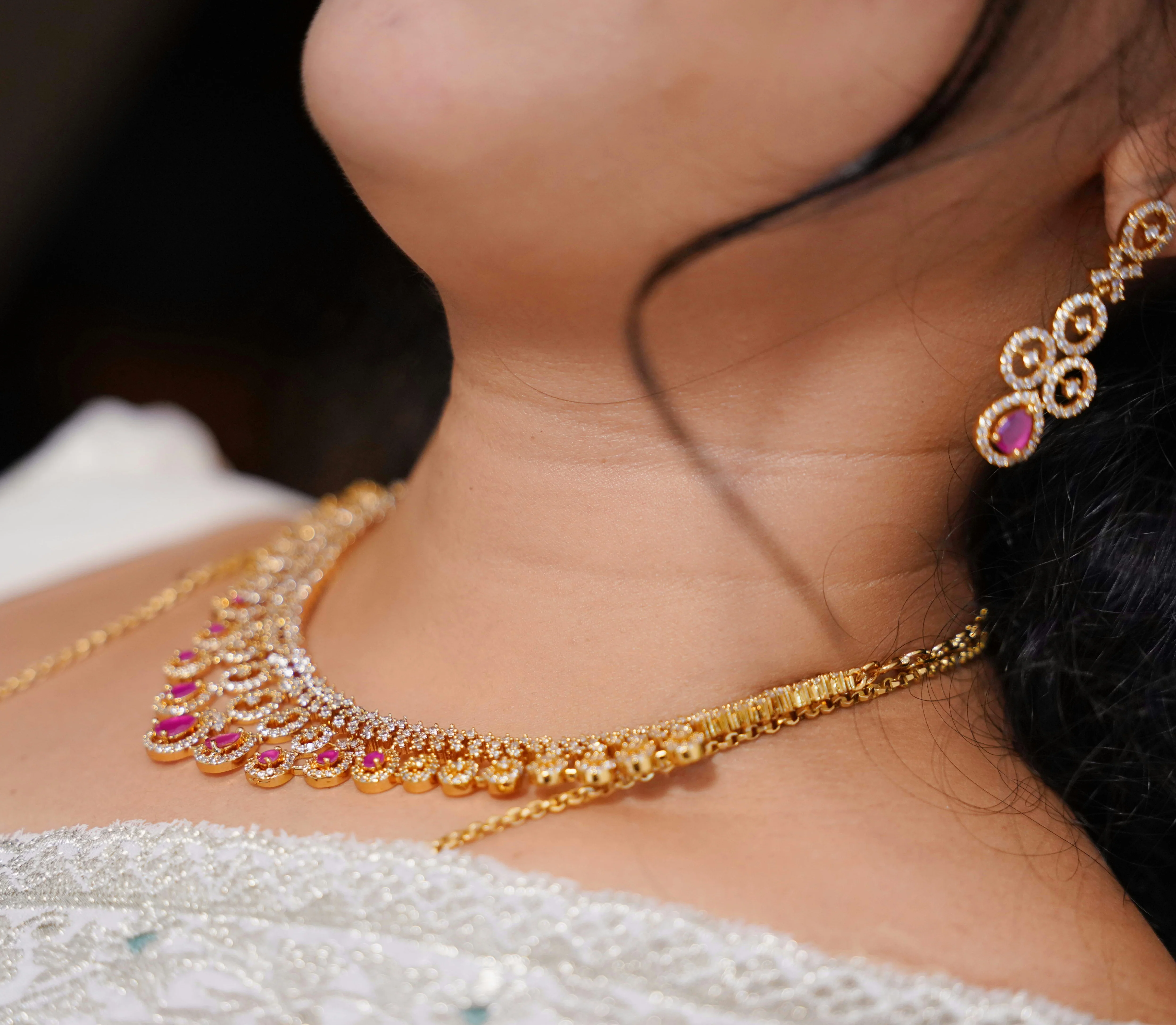 Diamond replica neck set with earings-SLS49J - Image 2