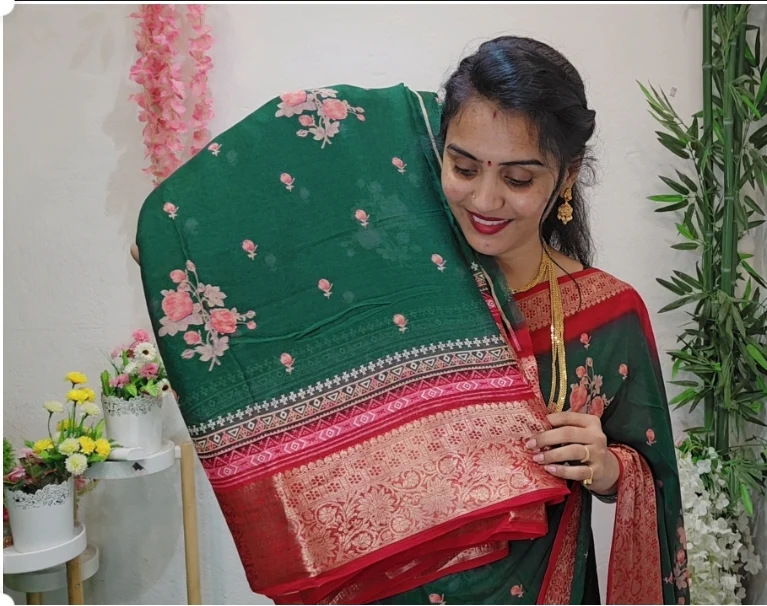 Georgette zari weaving sarees-SLS24 - Image 3