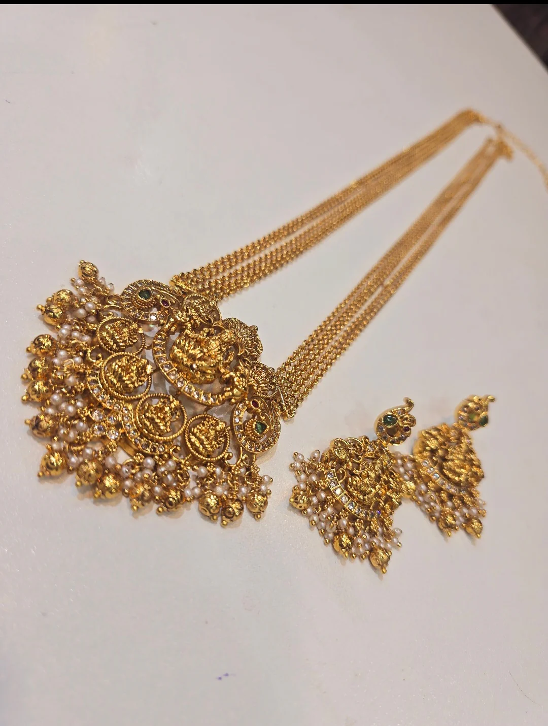 Long chandraharam with earrings code SLS 429J