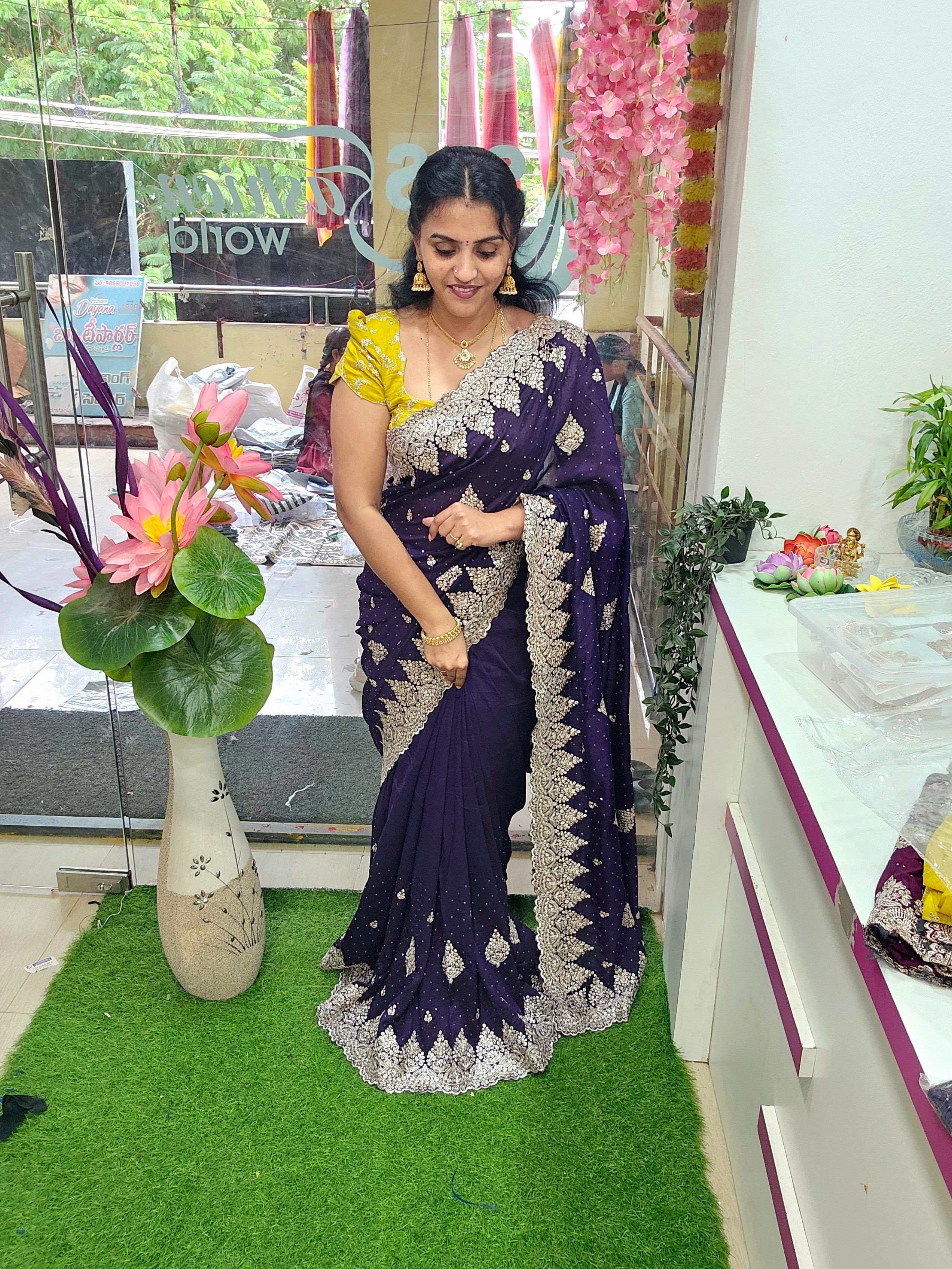 Saree un stitched blouse -SLS68 - Image 2
