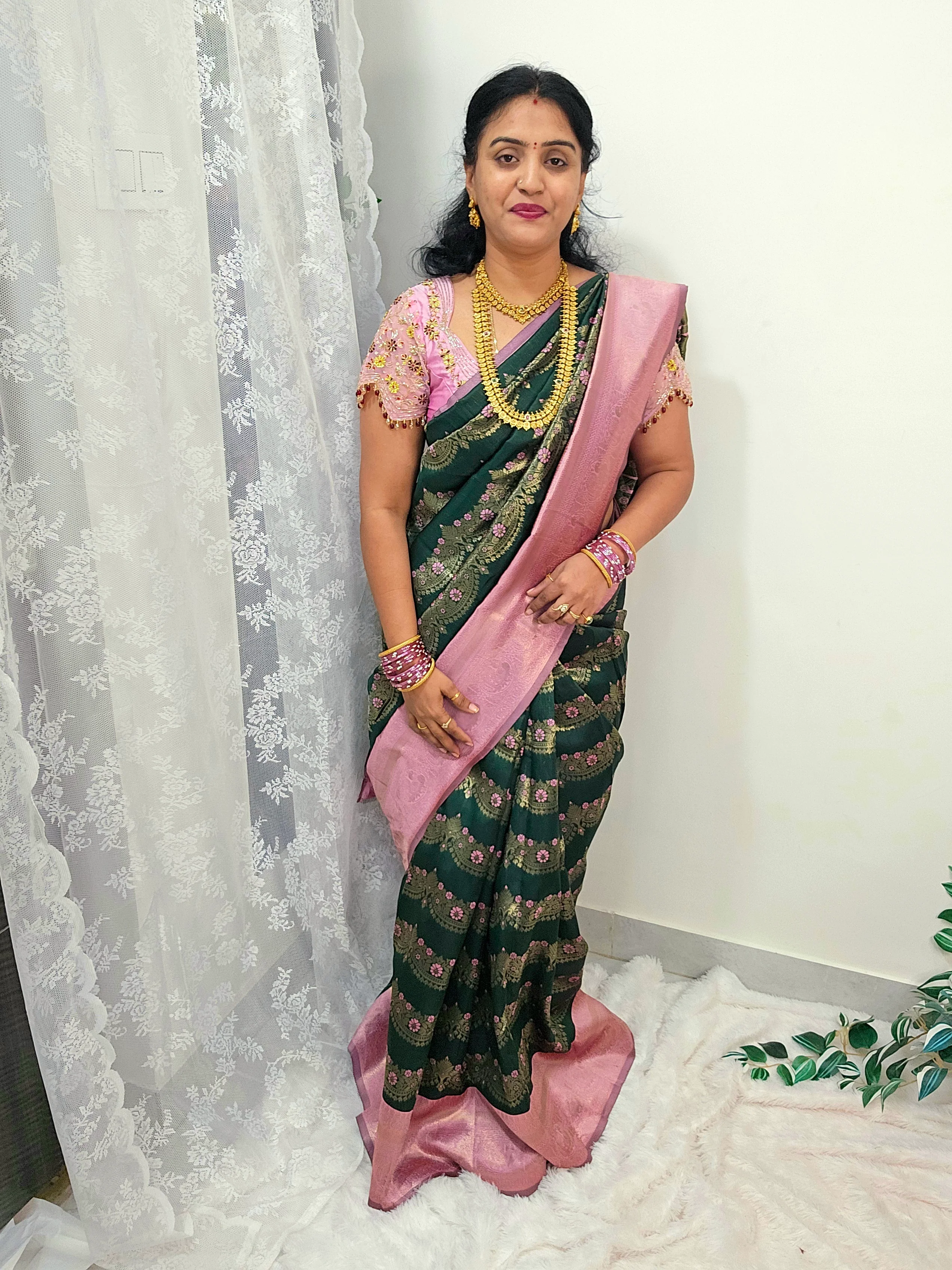 Saree un stiched blouse code SLS 495 - Image 2
