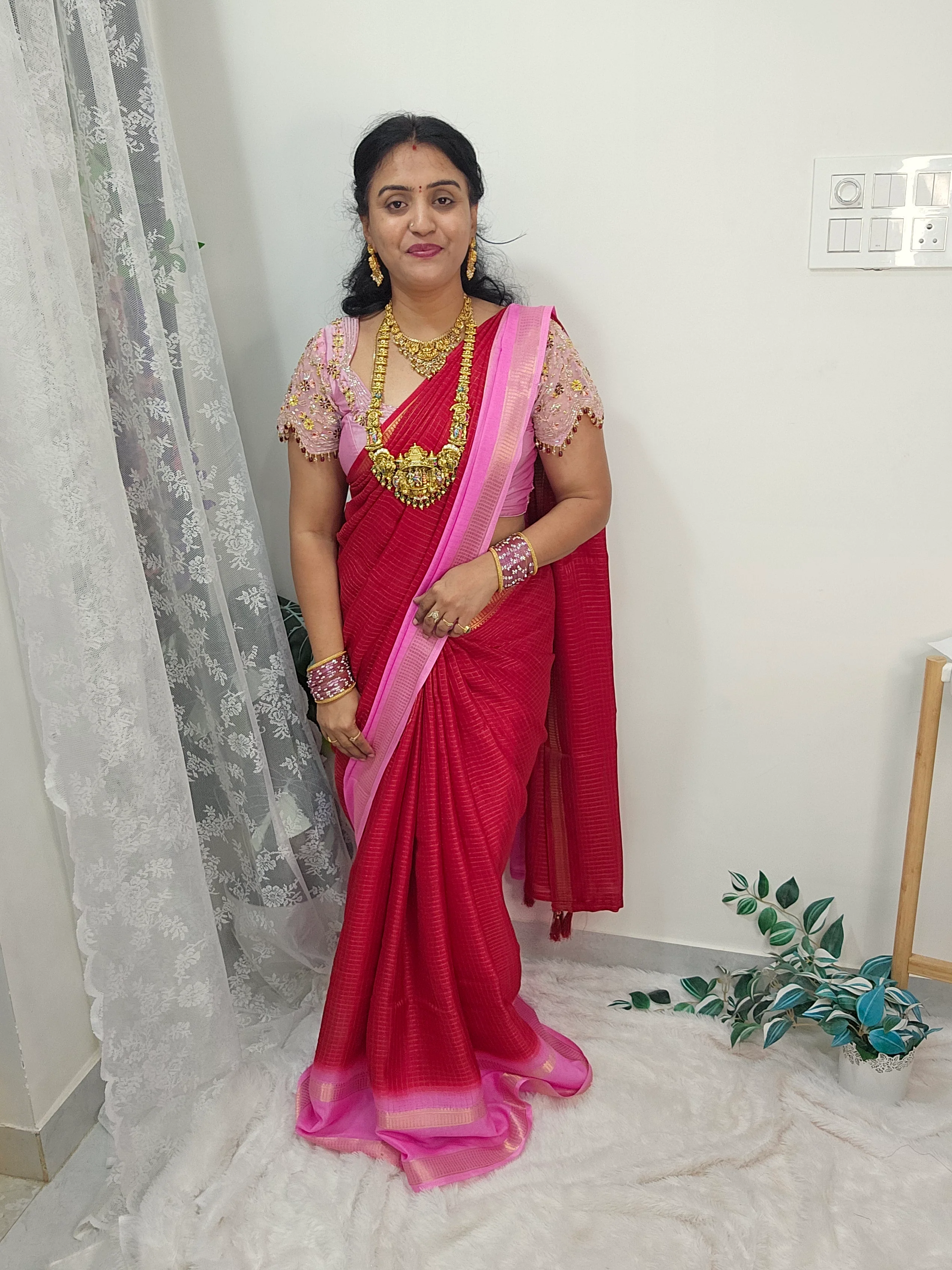 Saree un stiched blouse code SLS 496 - Image 2