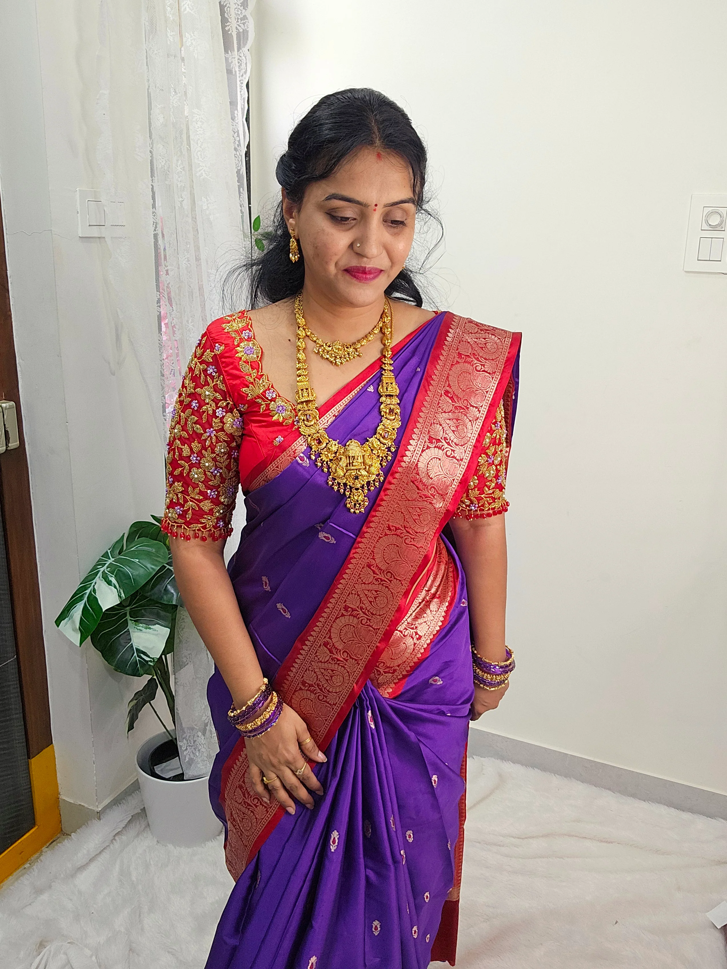 Saree un stiched blouse code SLS 555 - Image 3