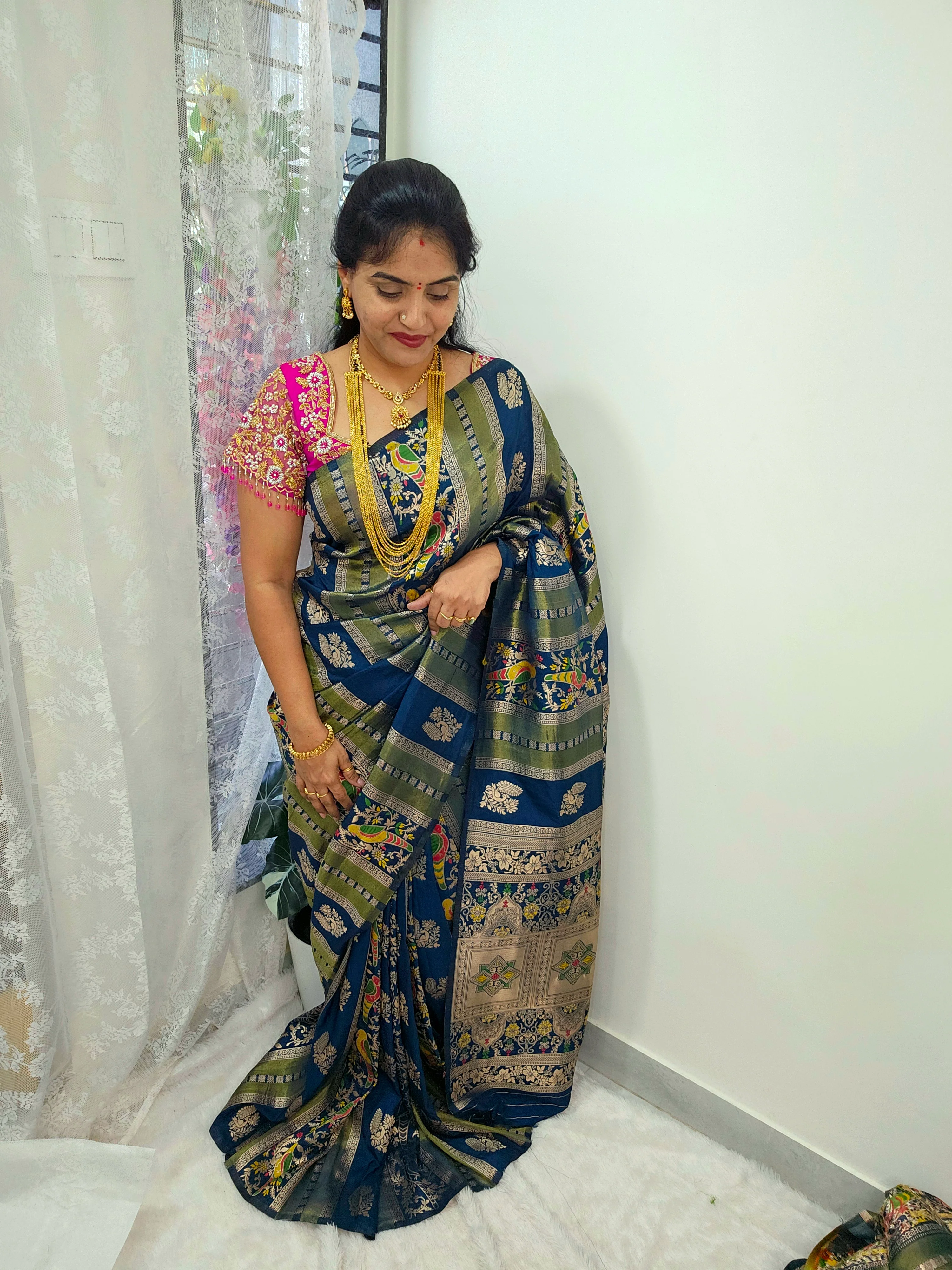Saree un stiched blouse code SLS 606 - Image 2