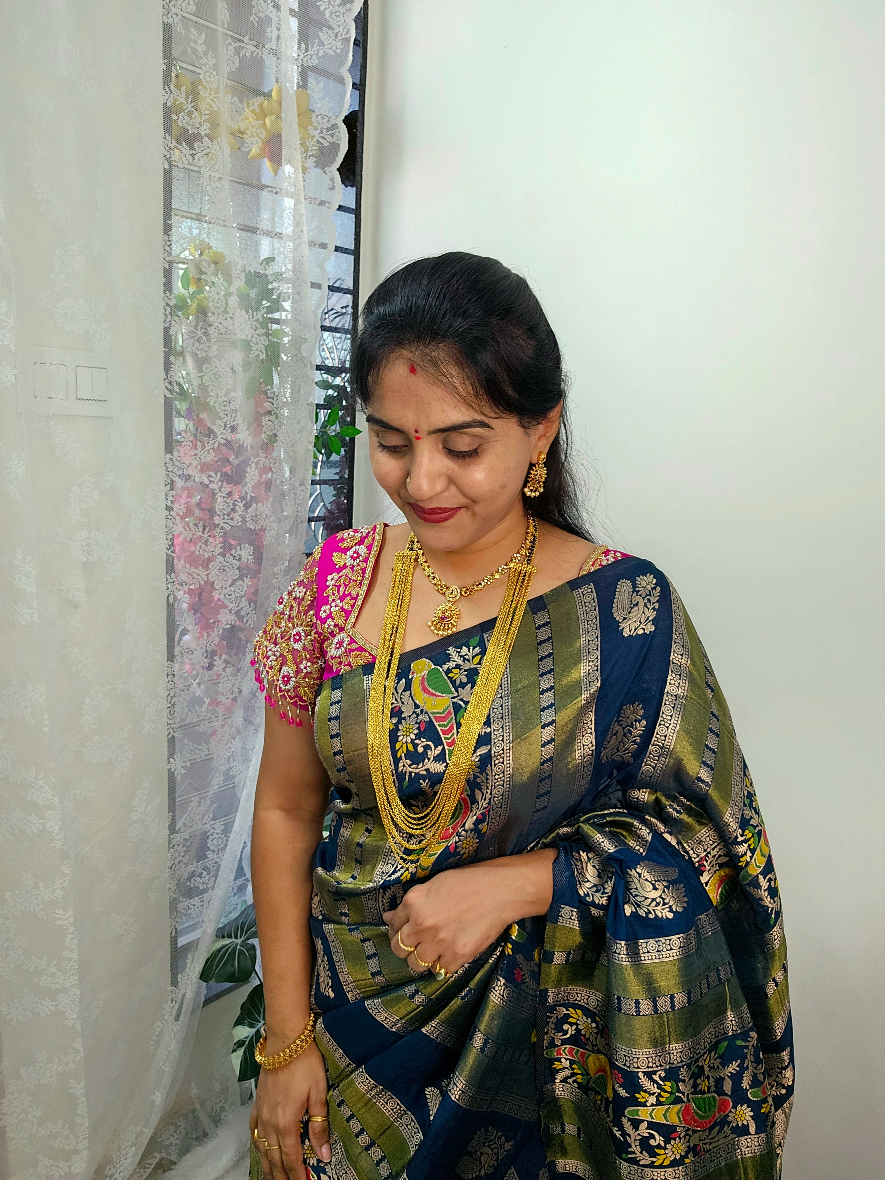 Saree un stiched blouse code SLS 606 - Image 3