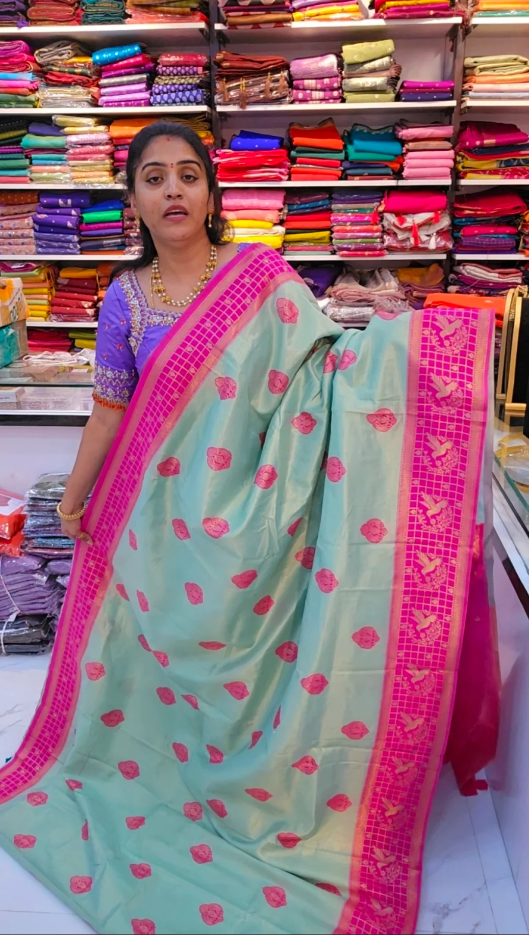 Saree un stiched blouse code SLS 632 - Image 3
