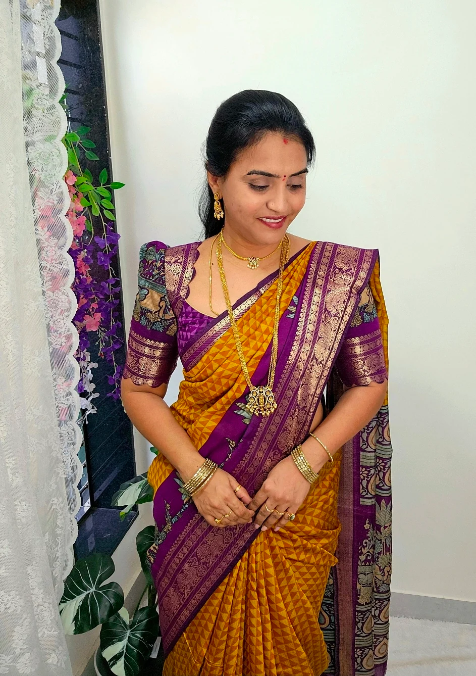 Saree un stiched blouse code SLS 586 - Image 2