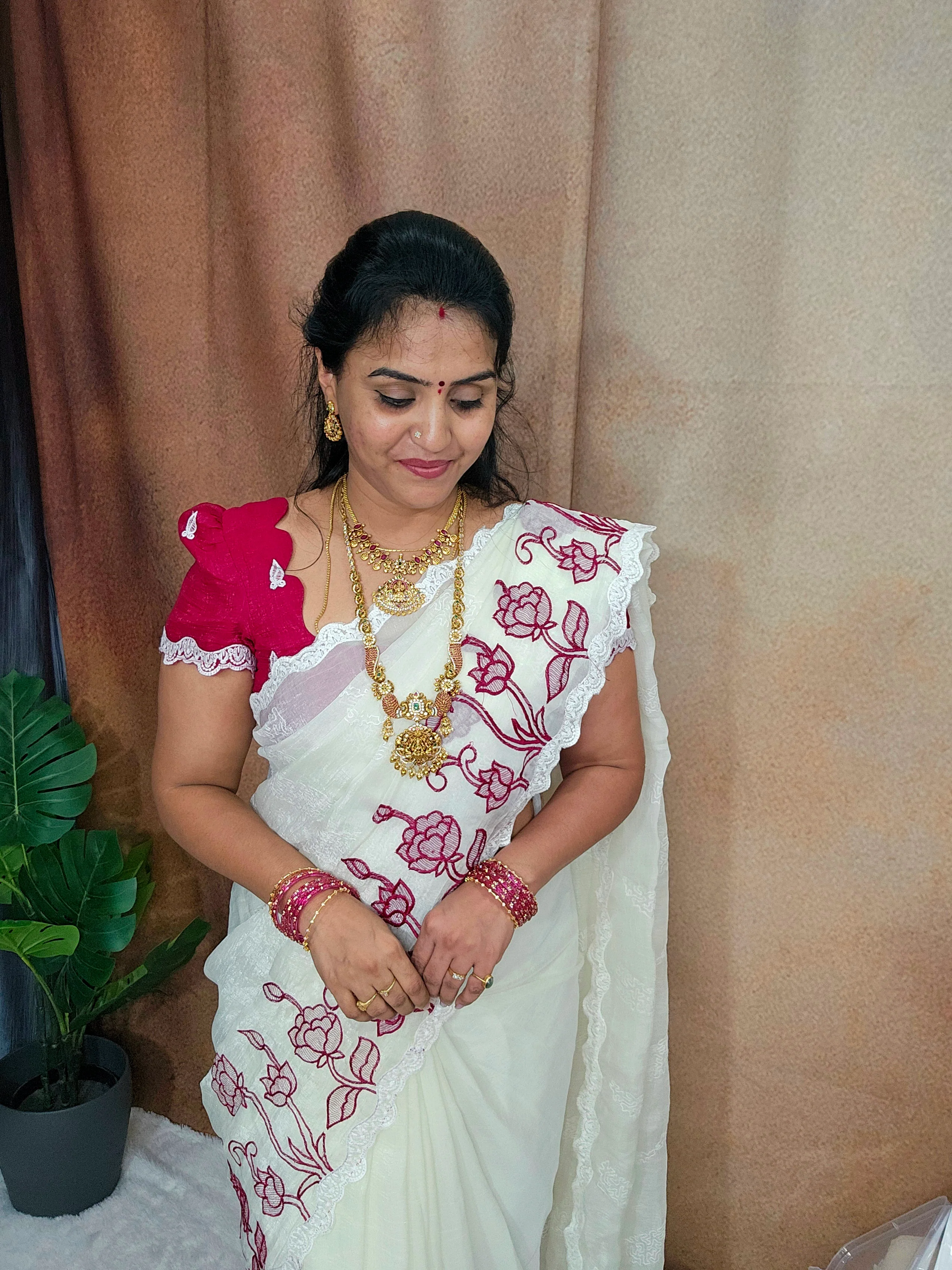 Saree un stiched blouse code SLS 674 - Image 2