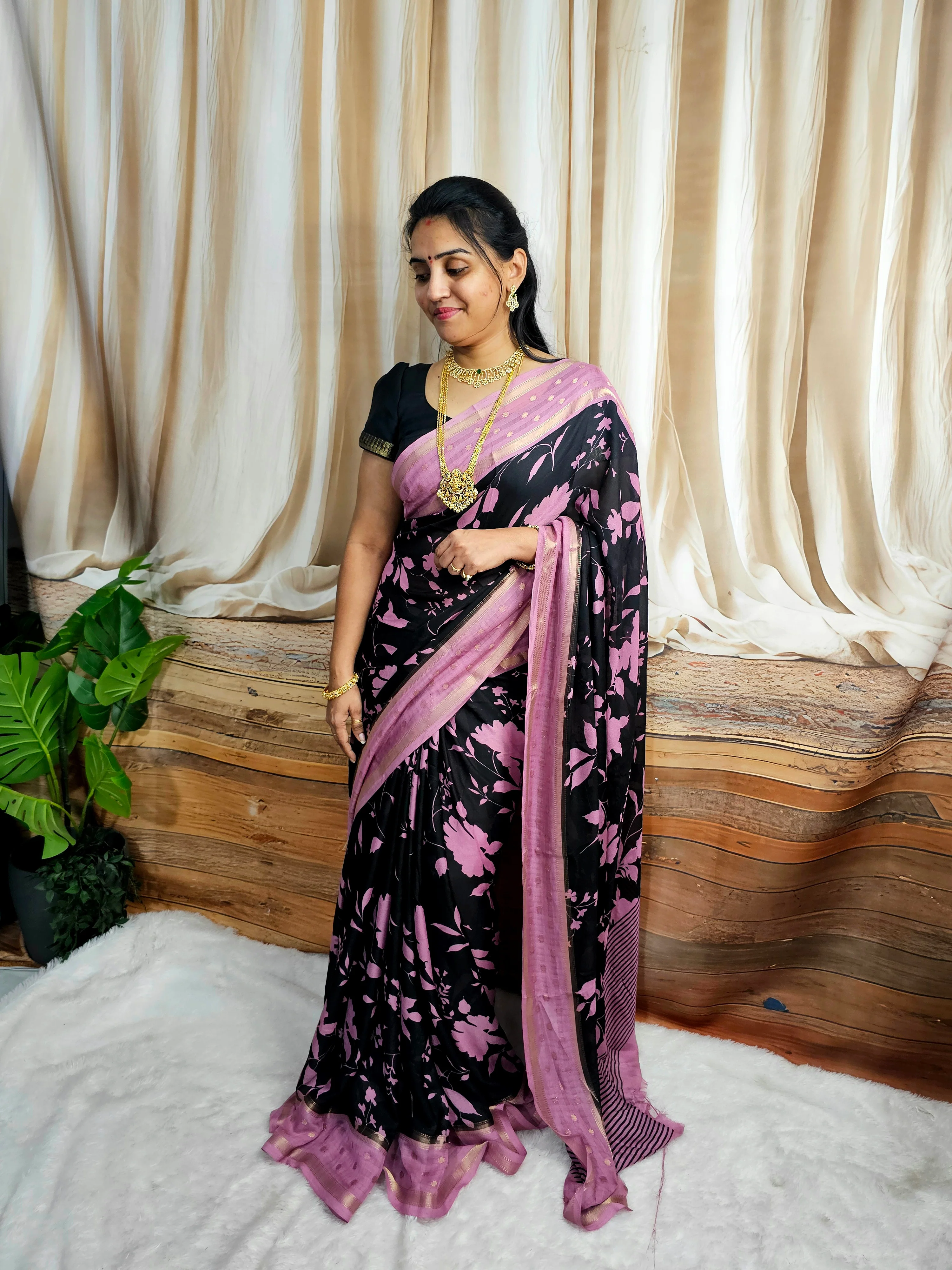 Saree un stiched blouse code SLS 677 - Image 2