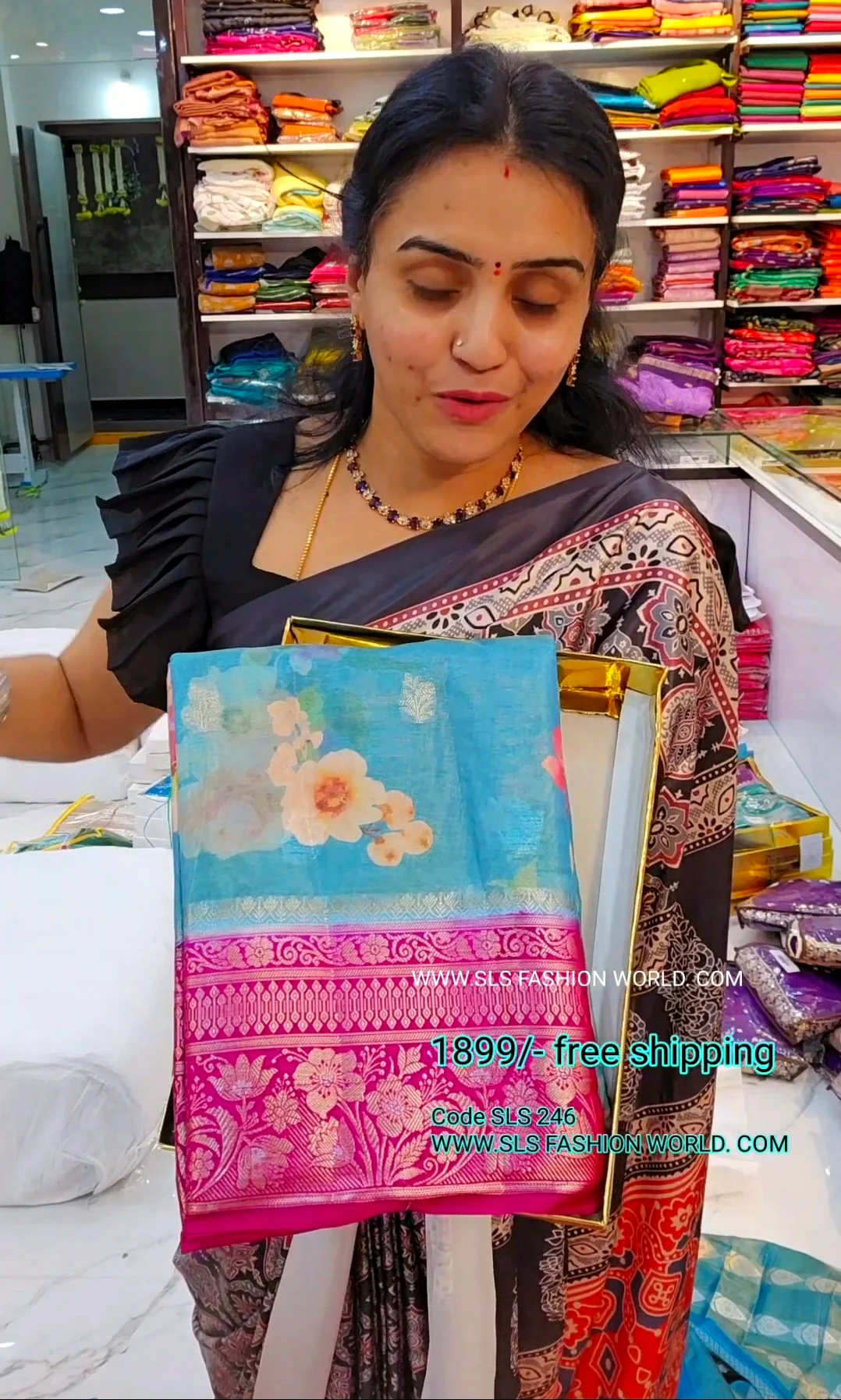 Saree un stiched blouse code sls 246 - Image 3