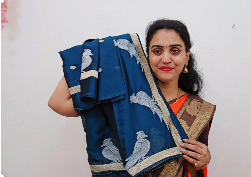 Saree un stiched blouse code SLS  407