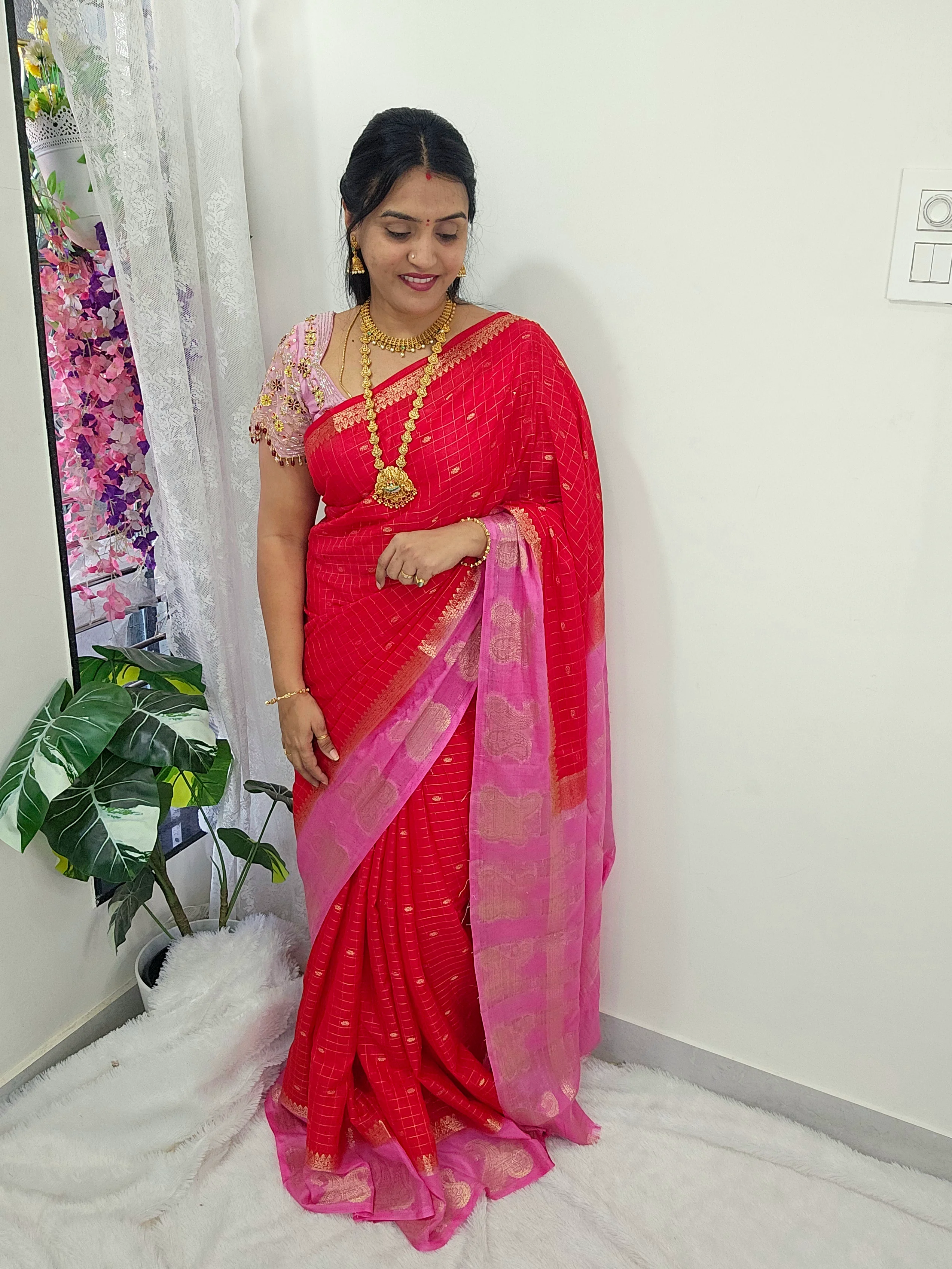 Saree un stiched blouse code SLS 507 - Image 3
