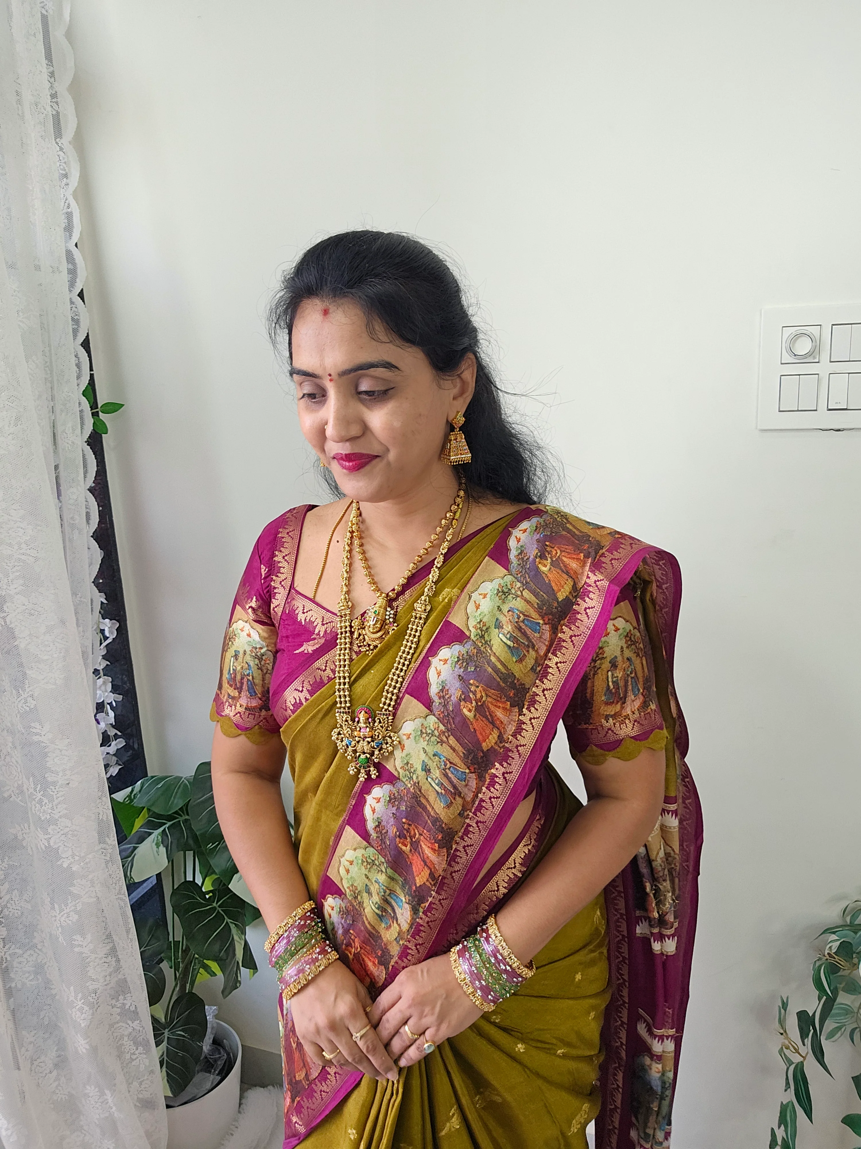 Saree un stiched blouse code SLS 517 - Image 3