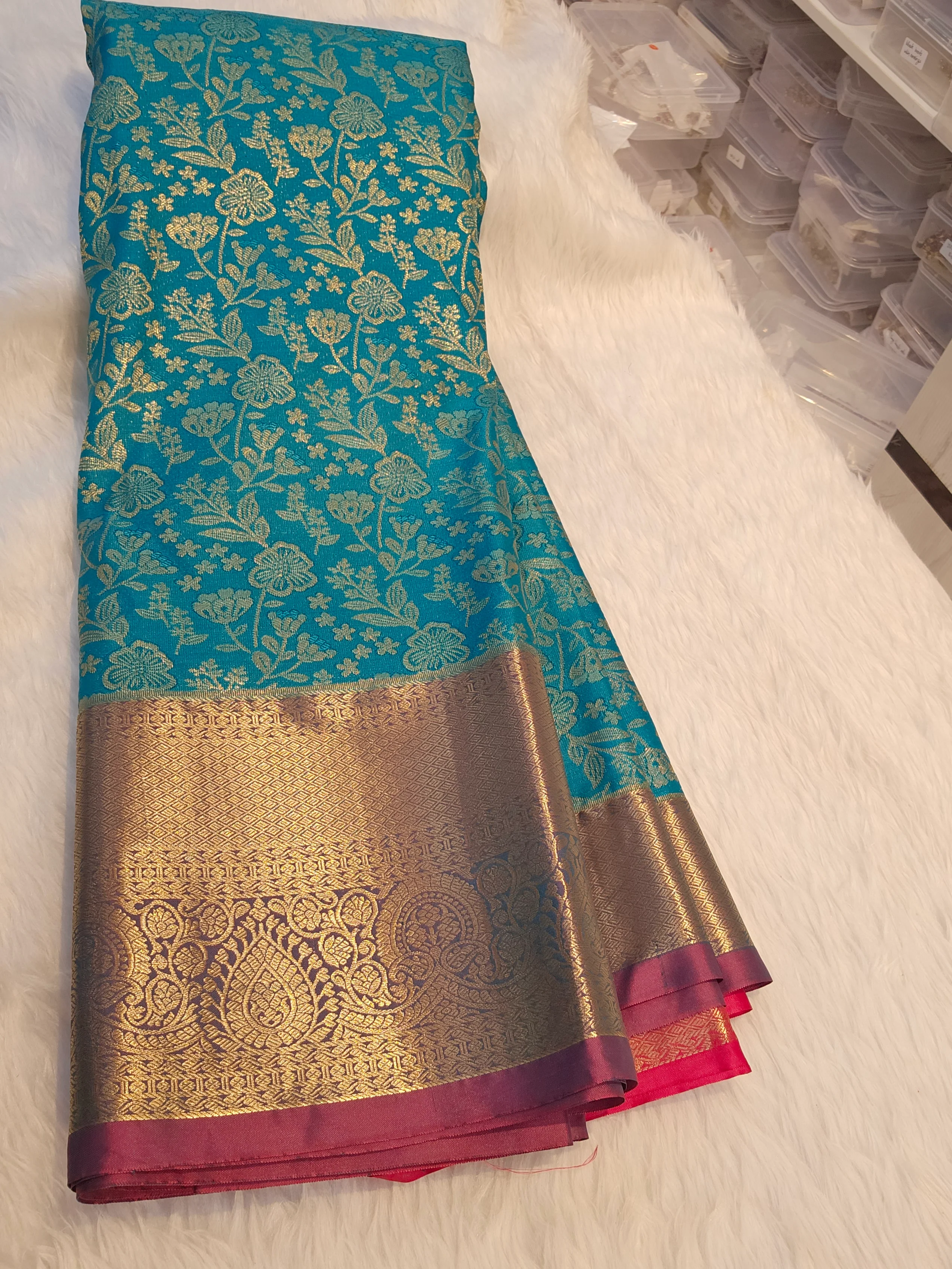 Saree un stiched blouse code SLS 574 - Image 2