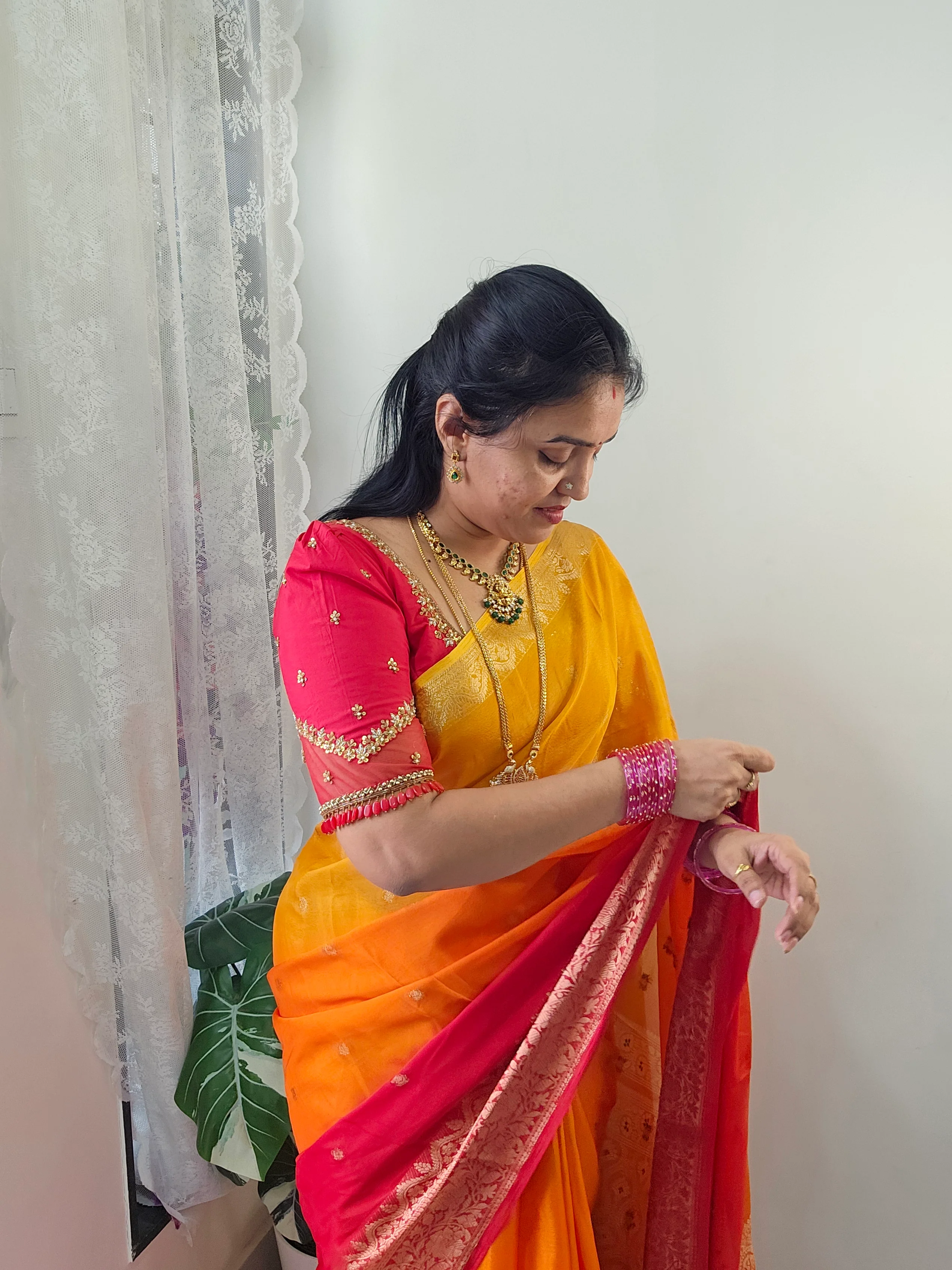 Saree un stiched blouse code SLS 612 - Image 4