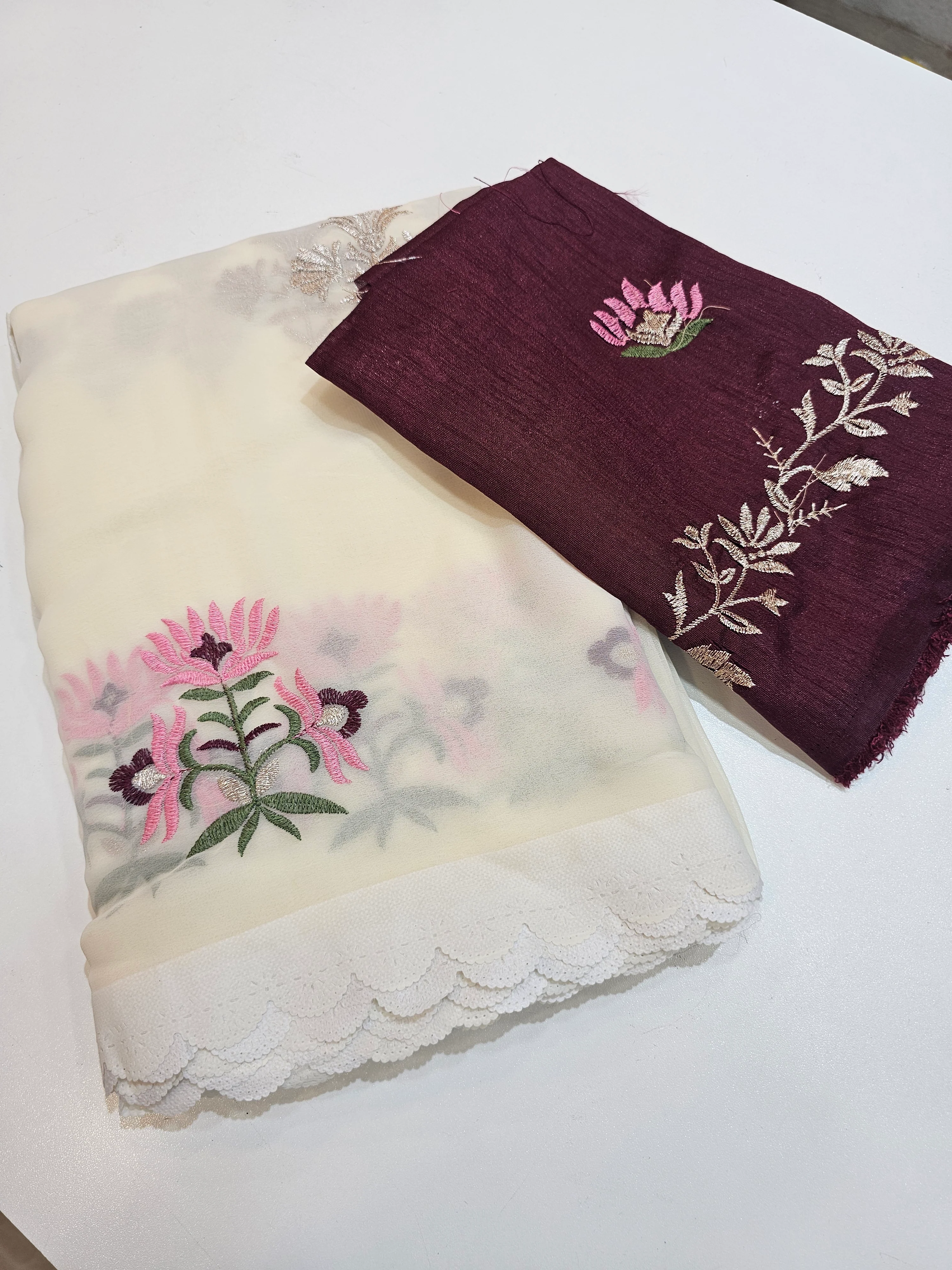 Saree un stiched blouse code SLS 474 - Image 2