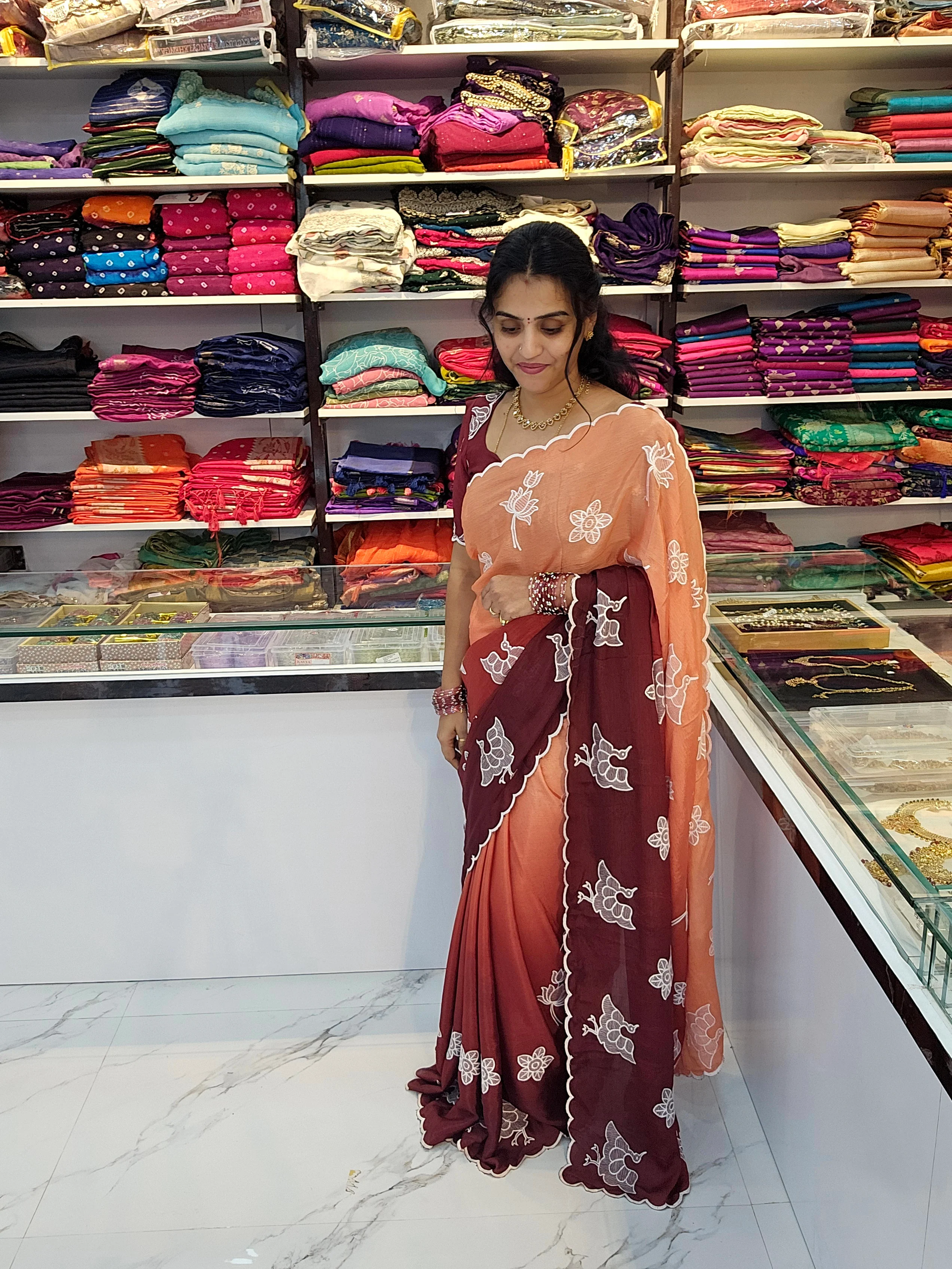 Saree un stiched blouse SLS 100 - Image 4