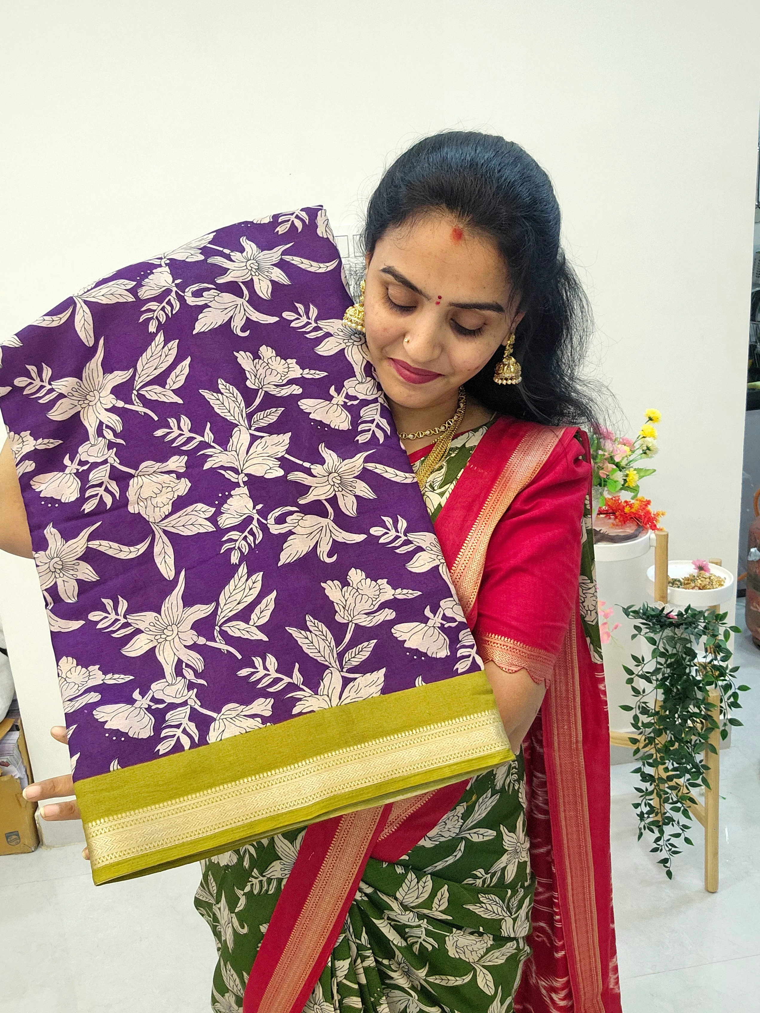 Saree un stitched blouse - SLS77 - Image 6