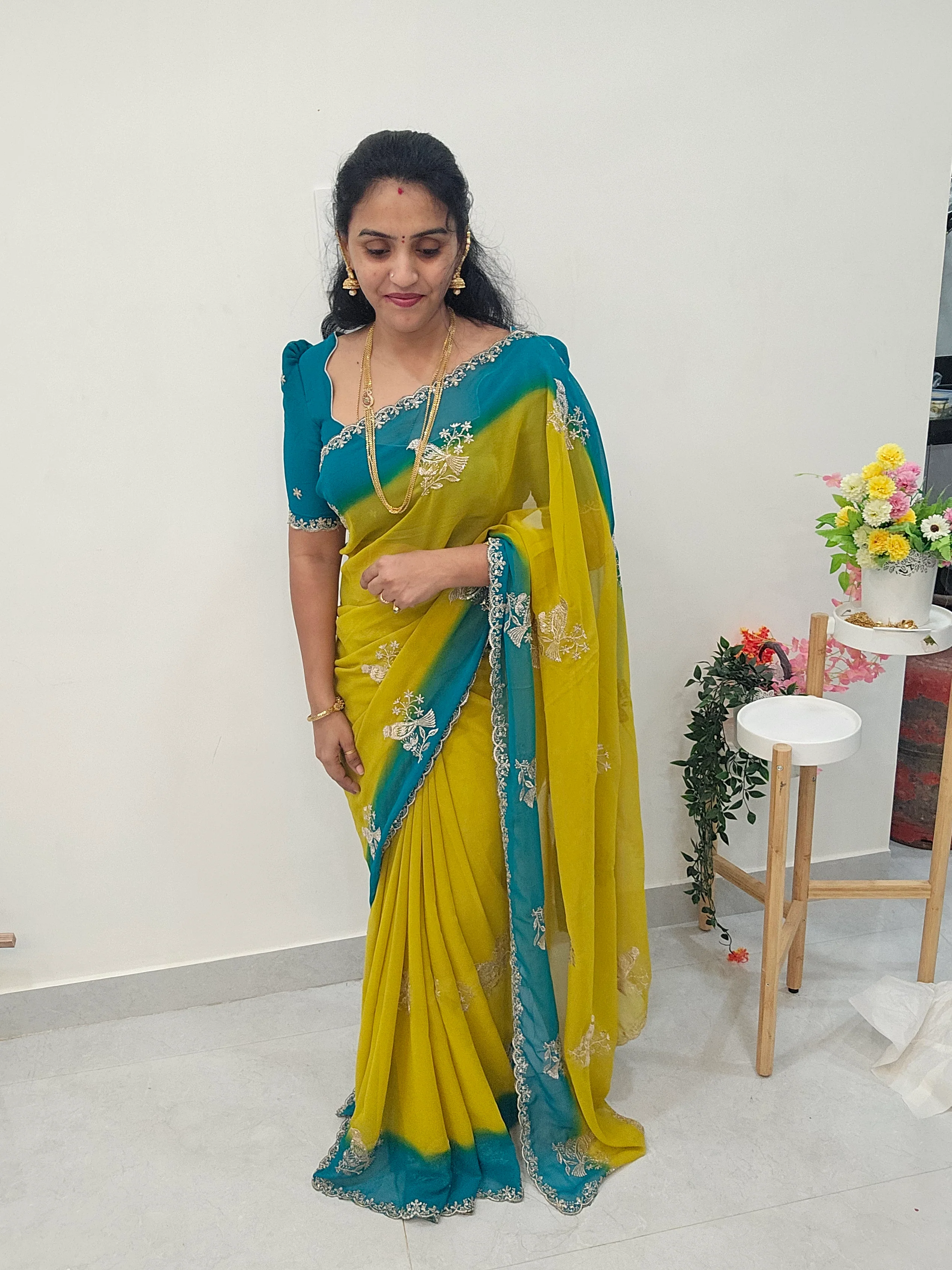 Saree un stitched blouse - SLS80 - Image 2