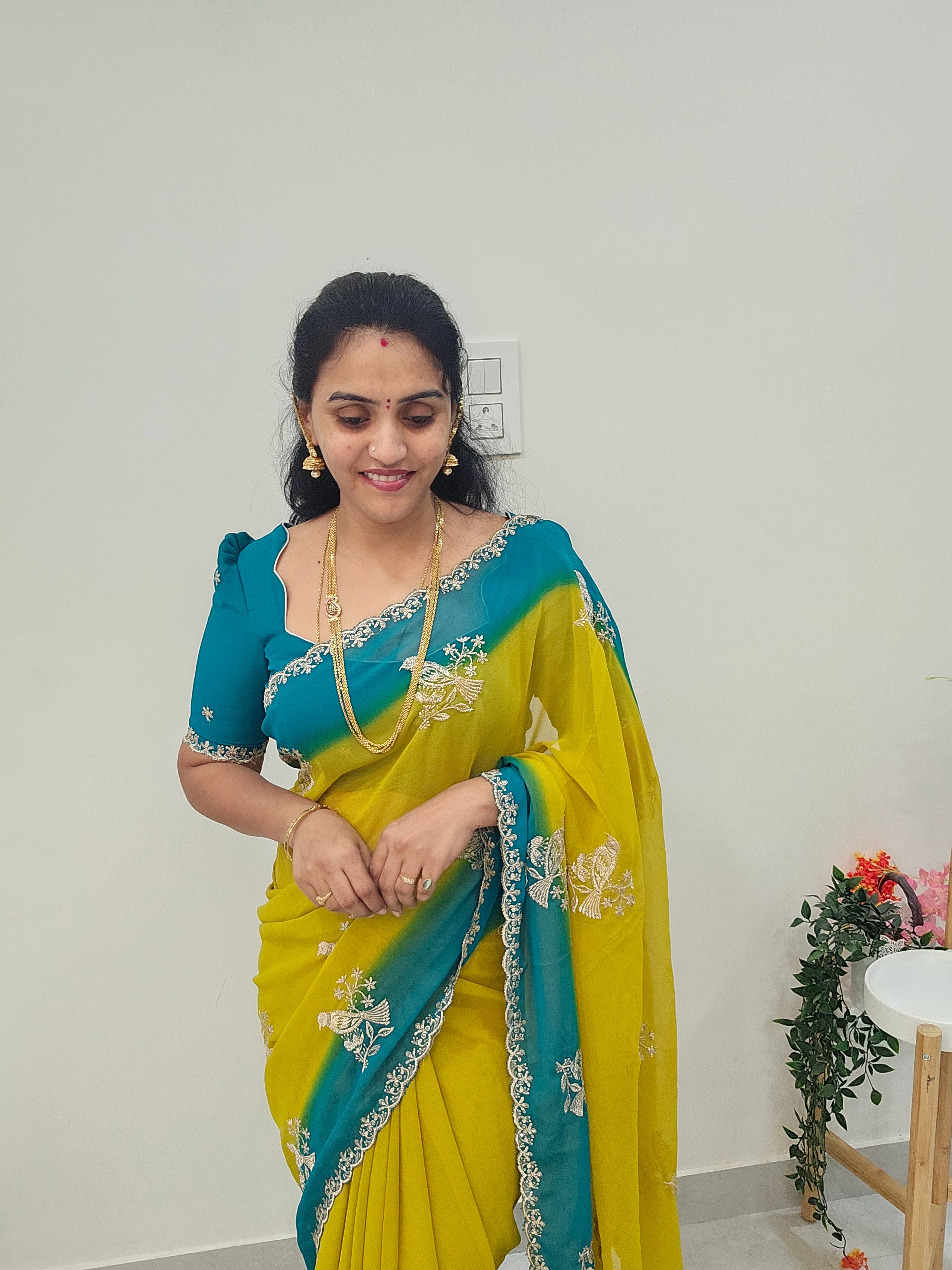 Saree un stitched blouse - SLS80 - Image 3