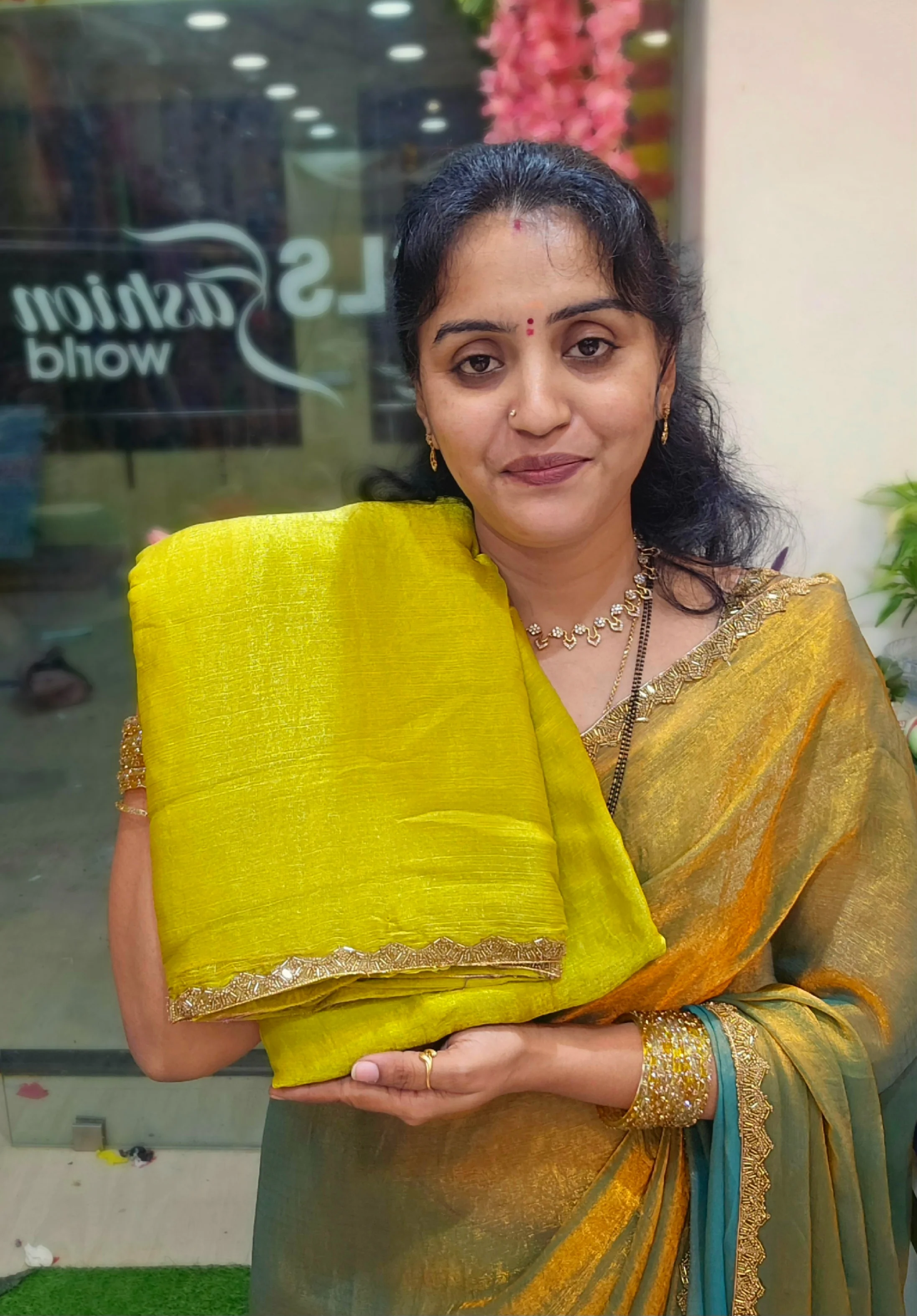 Saree un stitched blouse - SLS74 - Image 5