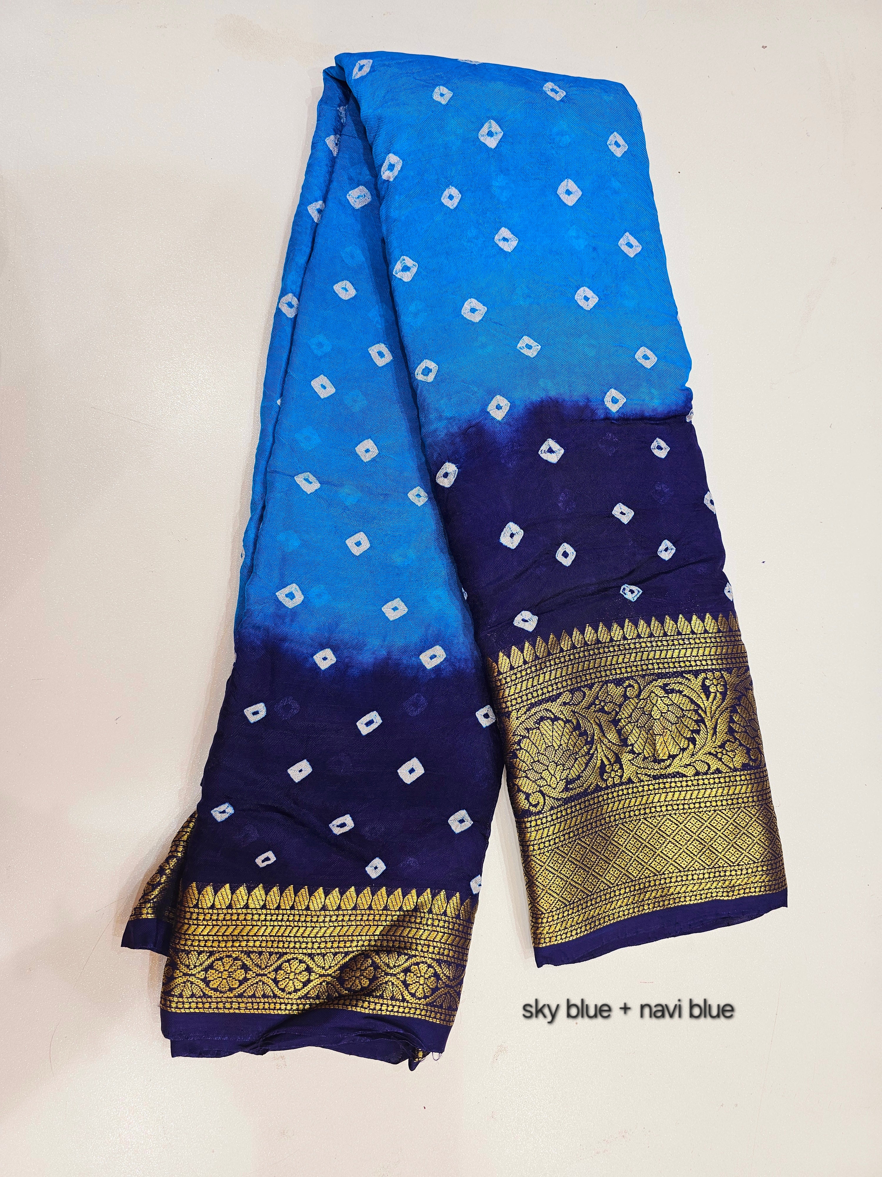Viscose Kanchipuram Bandhani Sarees - SLS14 - Image 4