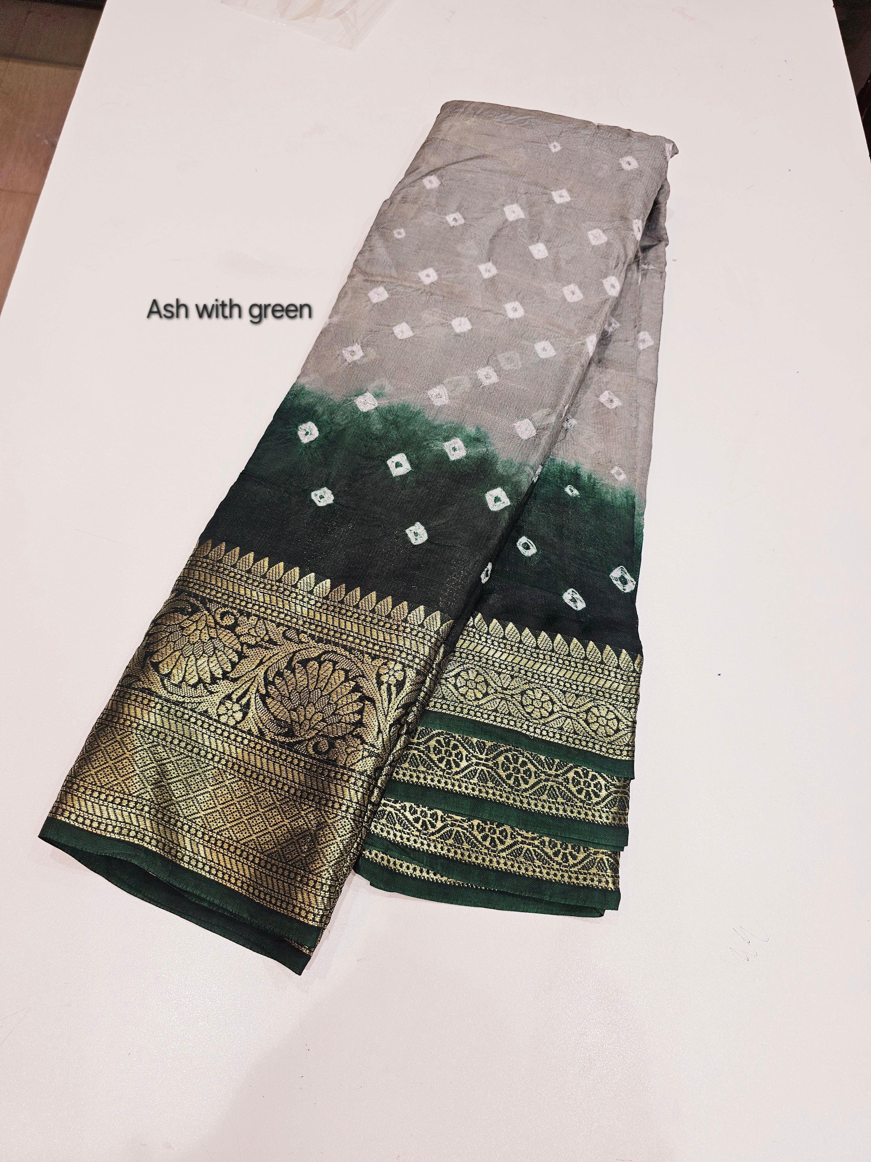 Viscose Kanchipuram Bandhani Sarees - SLS14 - Image 8