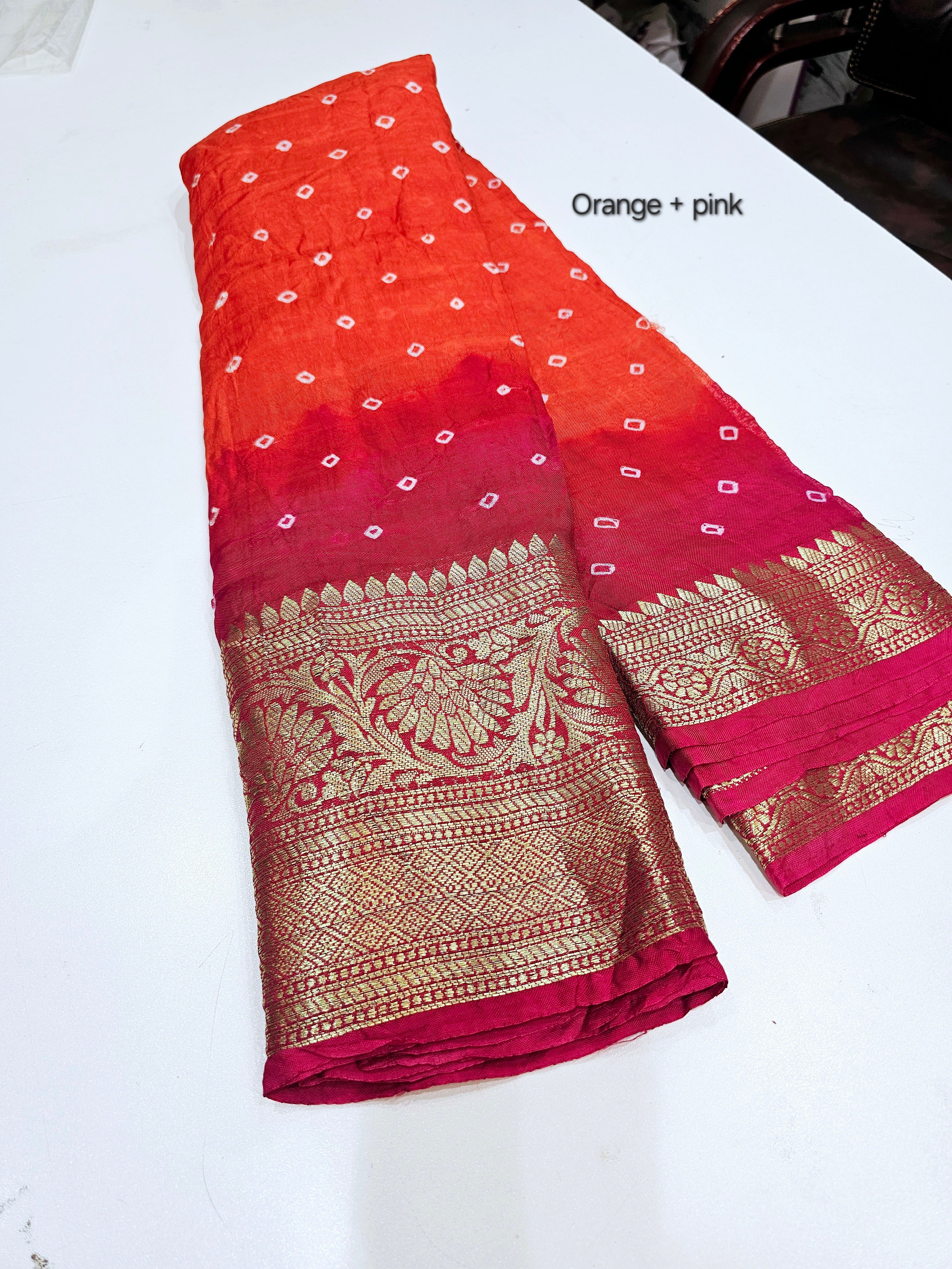 Viscose Kanchipuram Bandhani Sarees - SLS14 - Image 9
